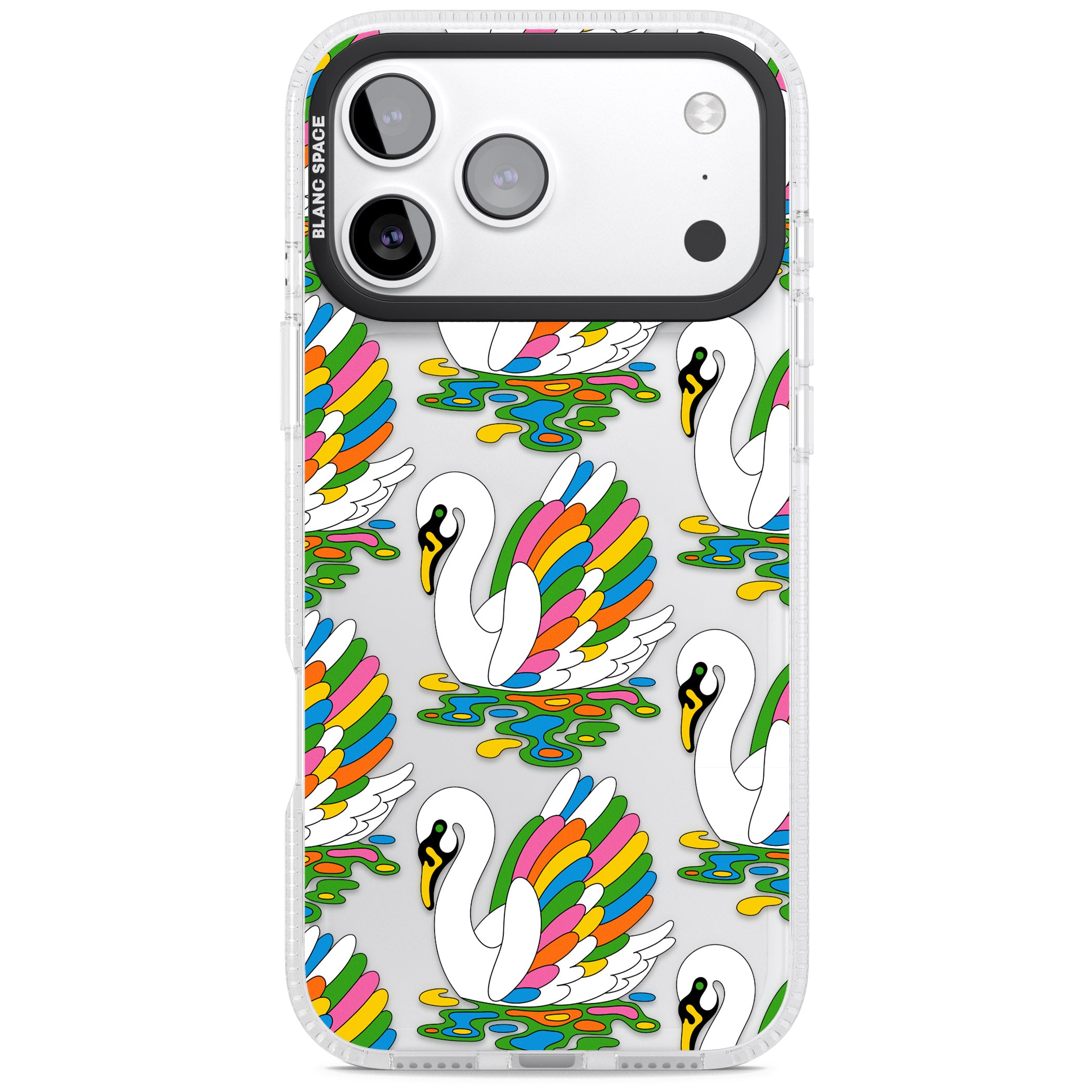 Colourful Swan Pattern iPhone 17 Pro Max Impact Air Clear Phone Case