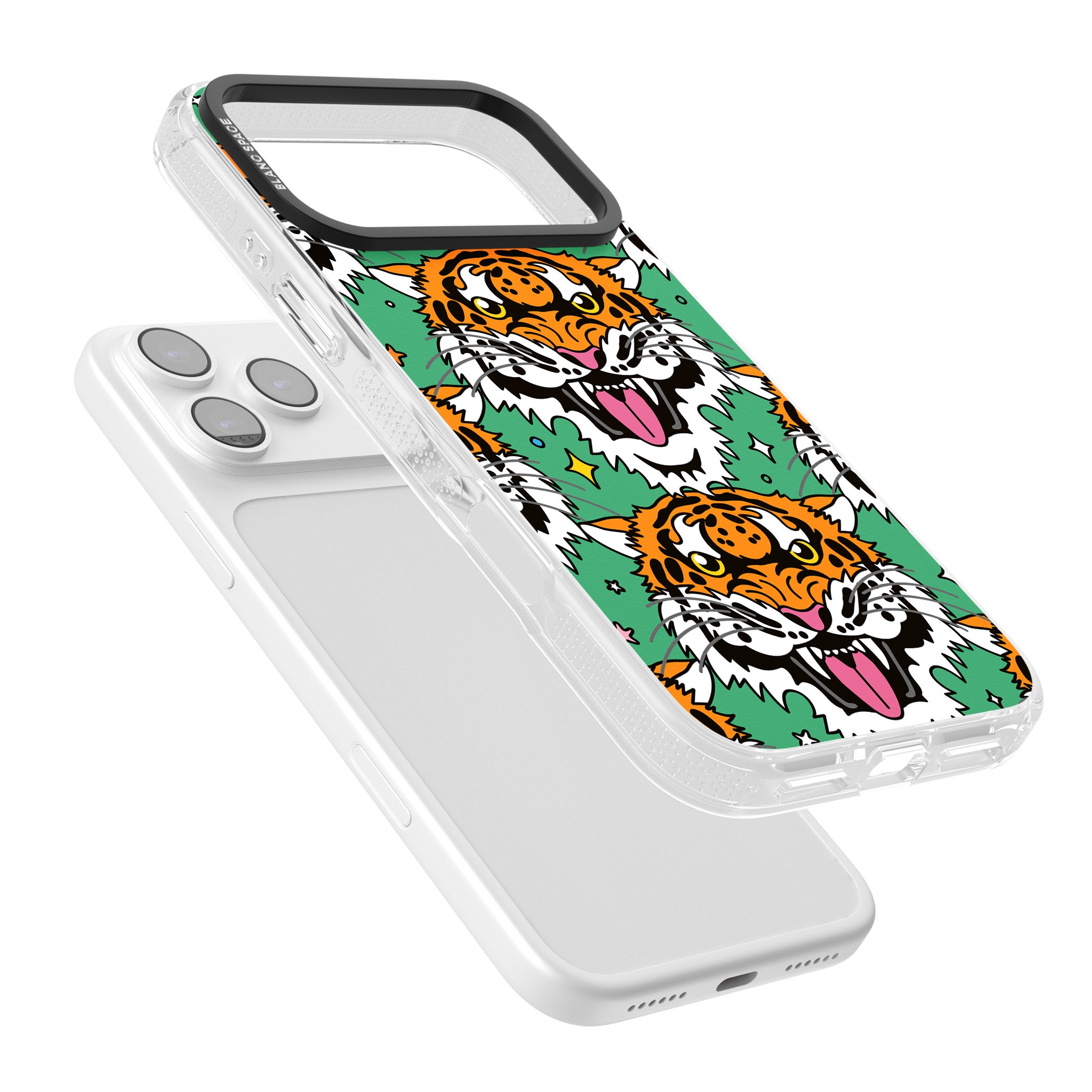 Fierce Jungle Tigers (Green) iPhone 17 Pro Max Impact Air Clear Phone Case Colours