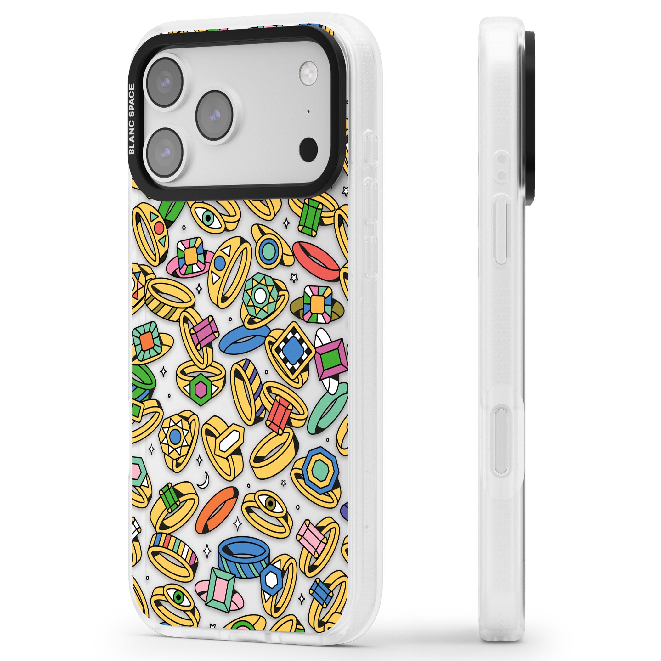 Gemstone Glitz iPhone 17 Pro Impact Air Clear Phone Case Side Profile