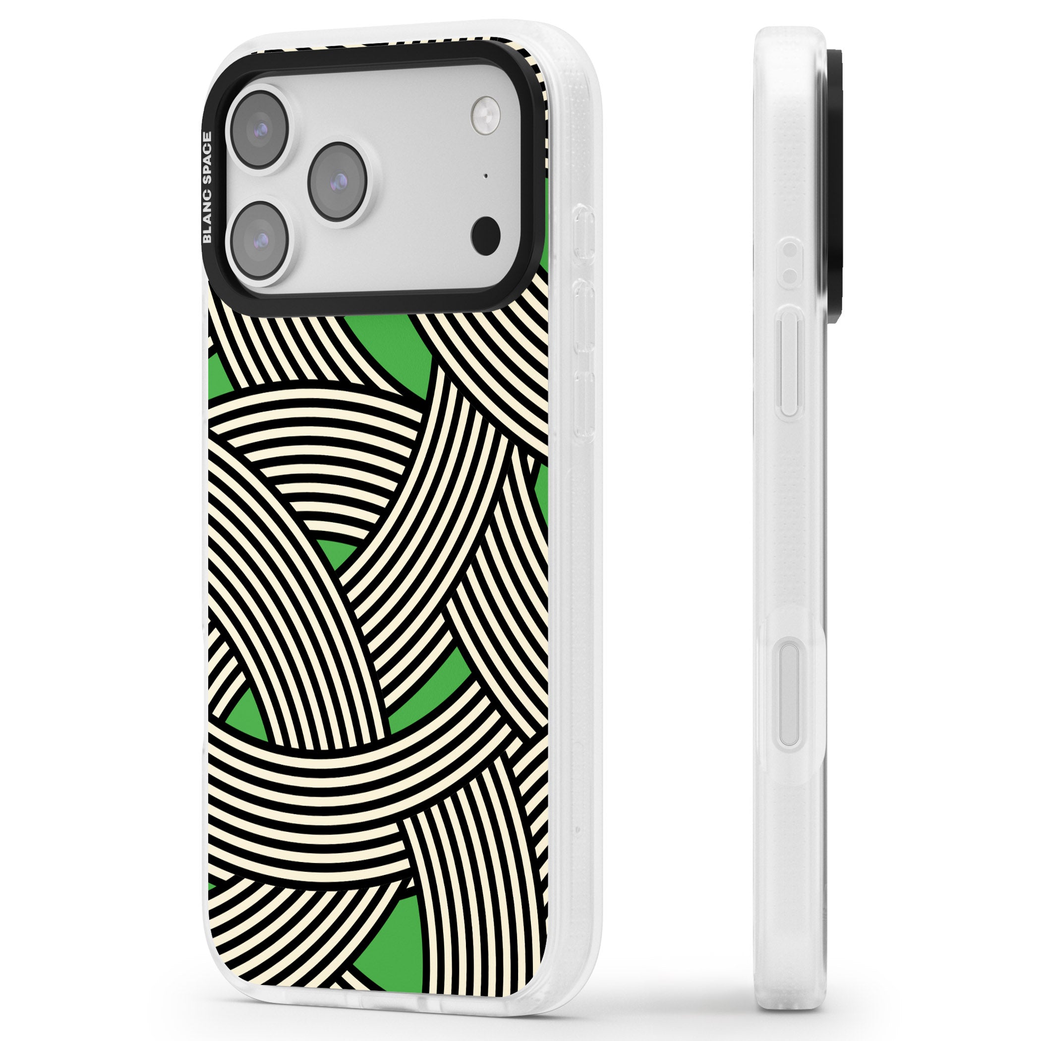 Green Optic Waves iPhone 17 Pro Max Impact Air Clear Phone Case Side Profile