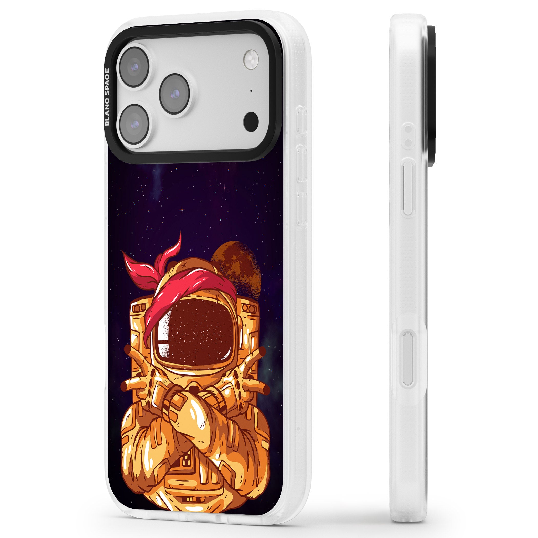 Space Gangster iPhone 17 Pro Impact Air Clear Phone Case Side Profile