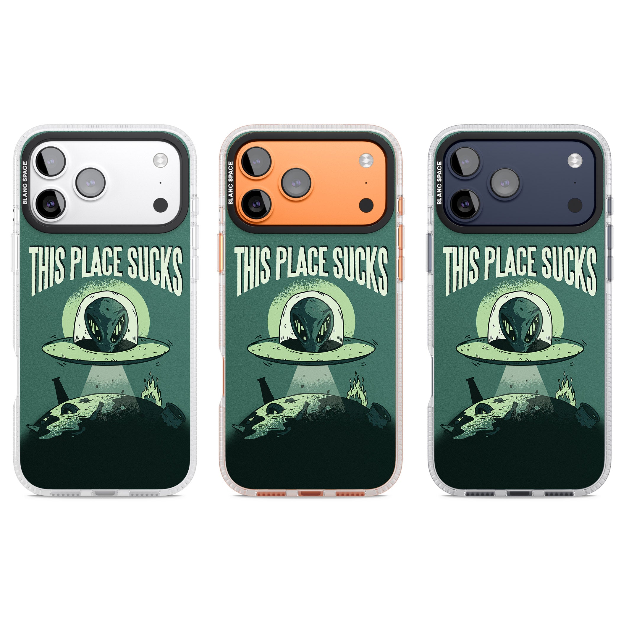 Earth Sucks iPhone 17 Pro Impact Air Clear Phone Case APT Impact Protection