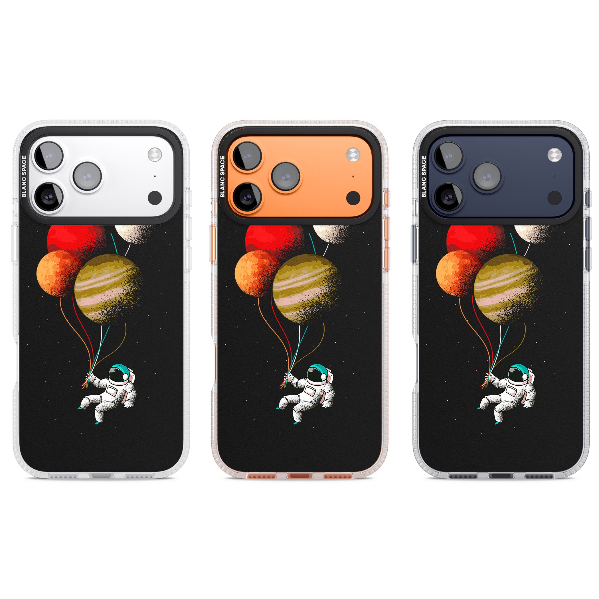 Astronaut Balloon Planets iPhone 17 Pro Impact Air Clear Phone Case APT Impact Protection