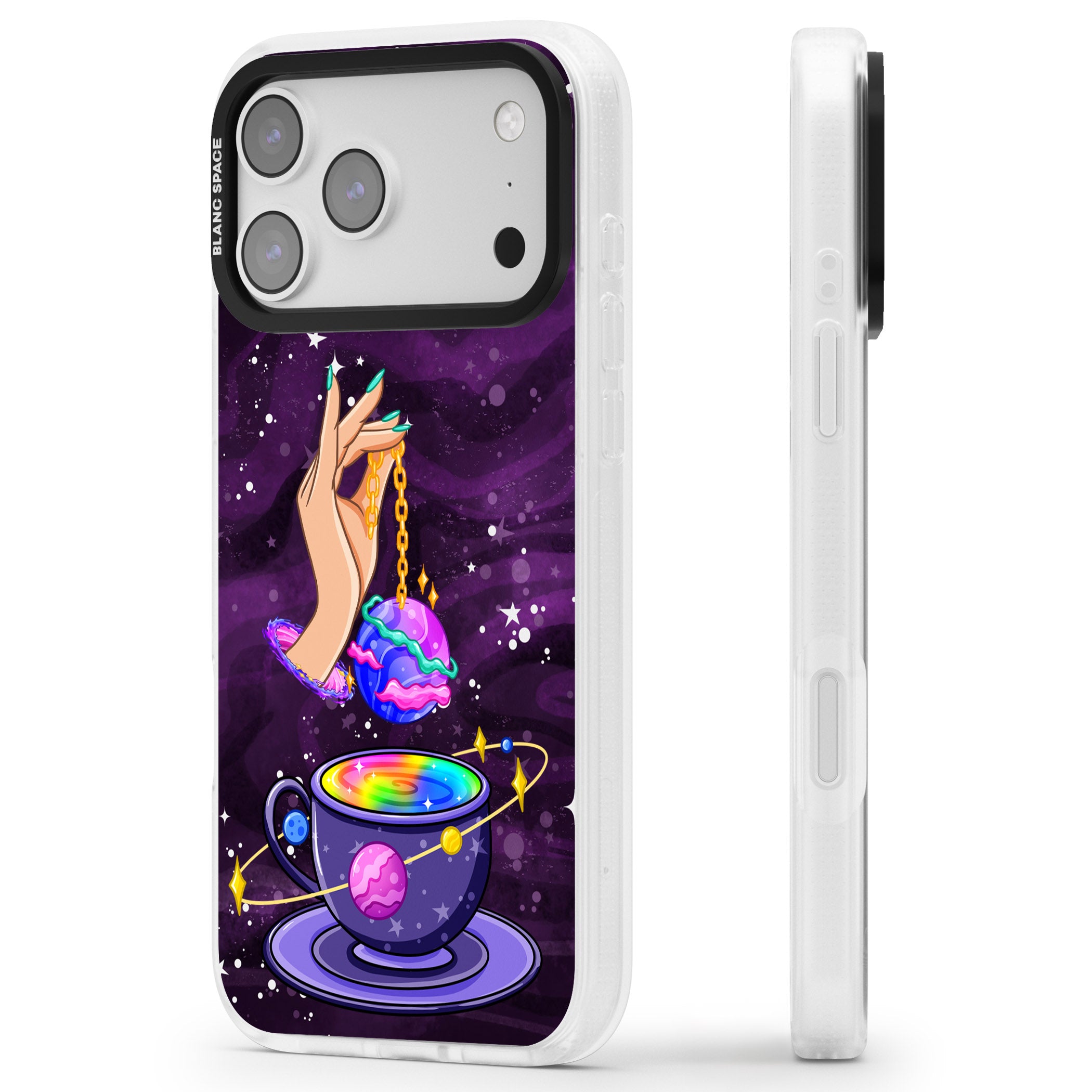 Space Tea iPhone 17 Pro Max Impact Air Clear Phone Case Side Profile