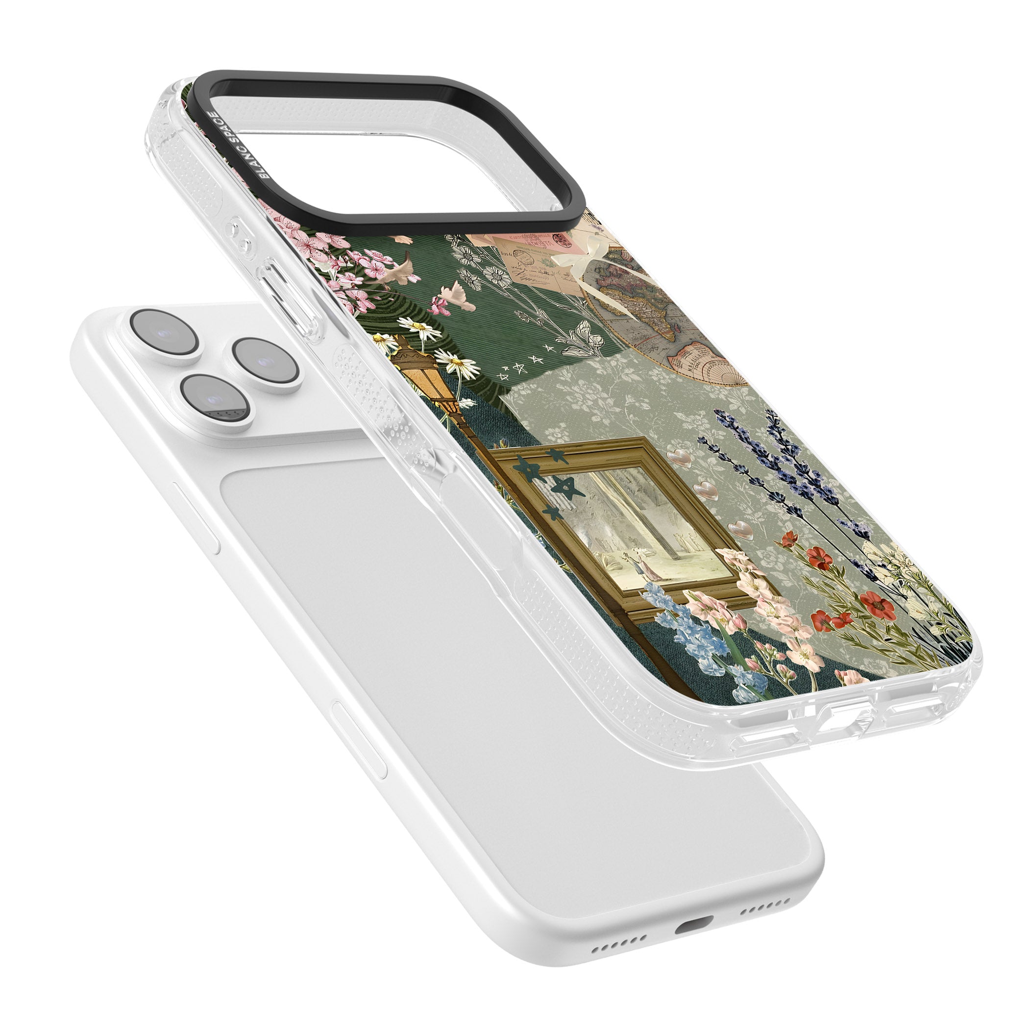 Vintage Spring Collage iPhone 17 Pro Impact Air Clear Phone Case Colours