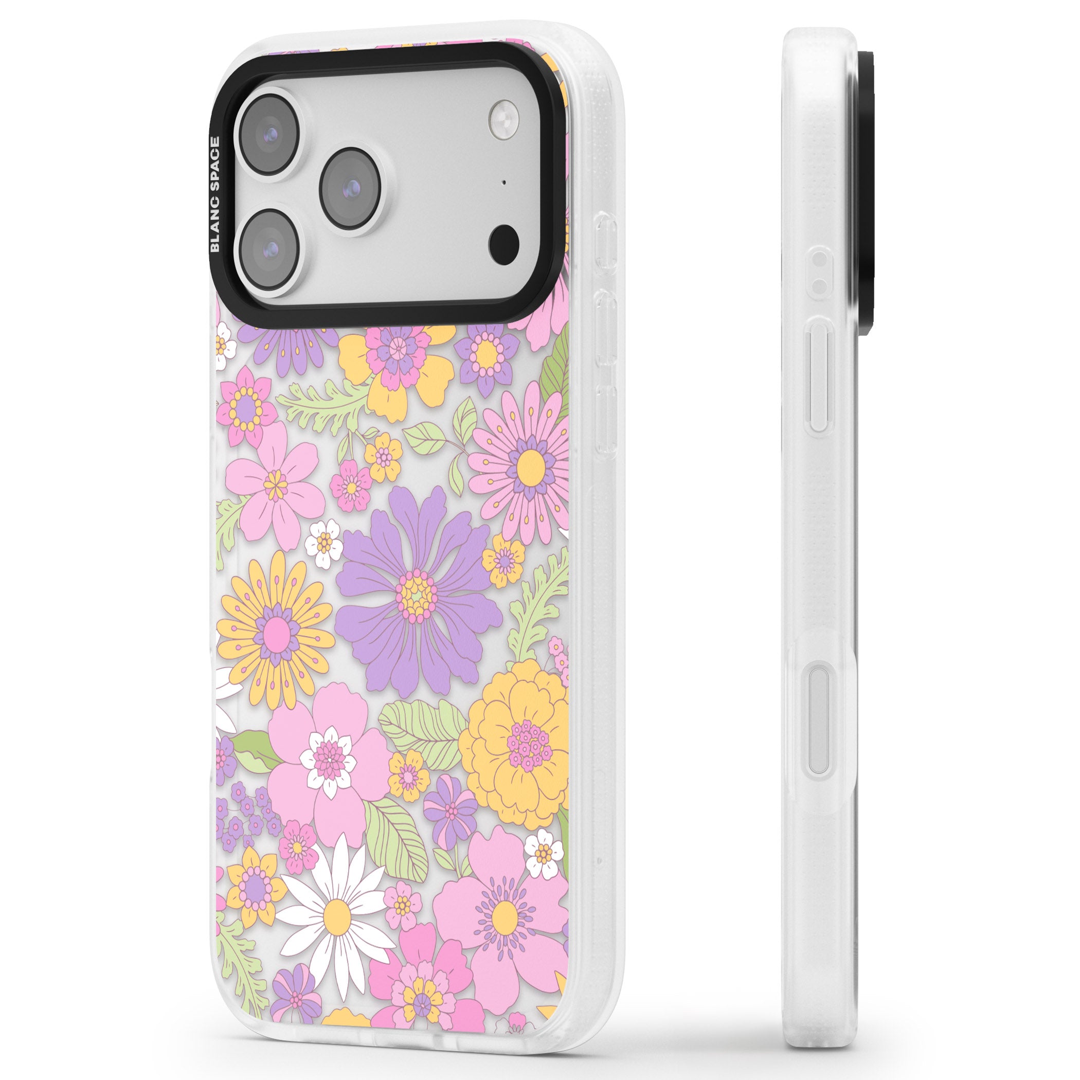 Soft Flower Mix iPhone 17 Pro Max Impact Air Clear Phone Case Side Profile