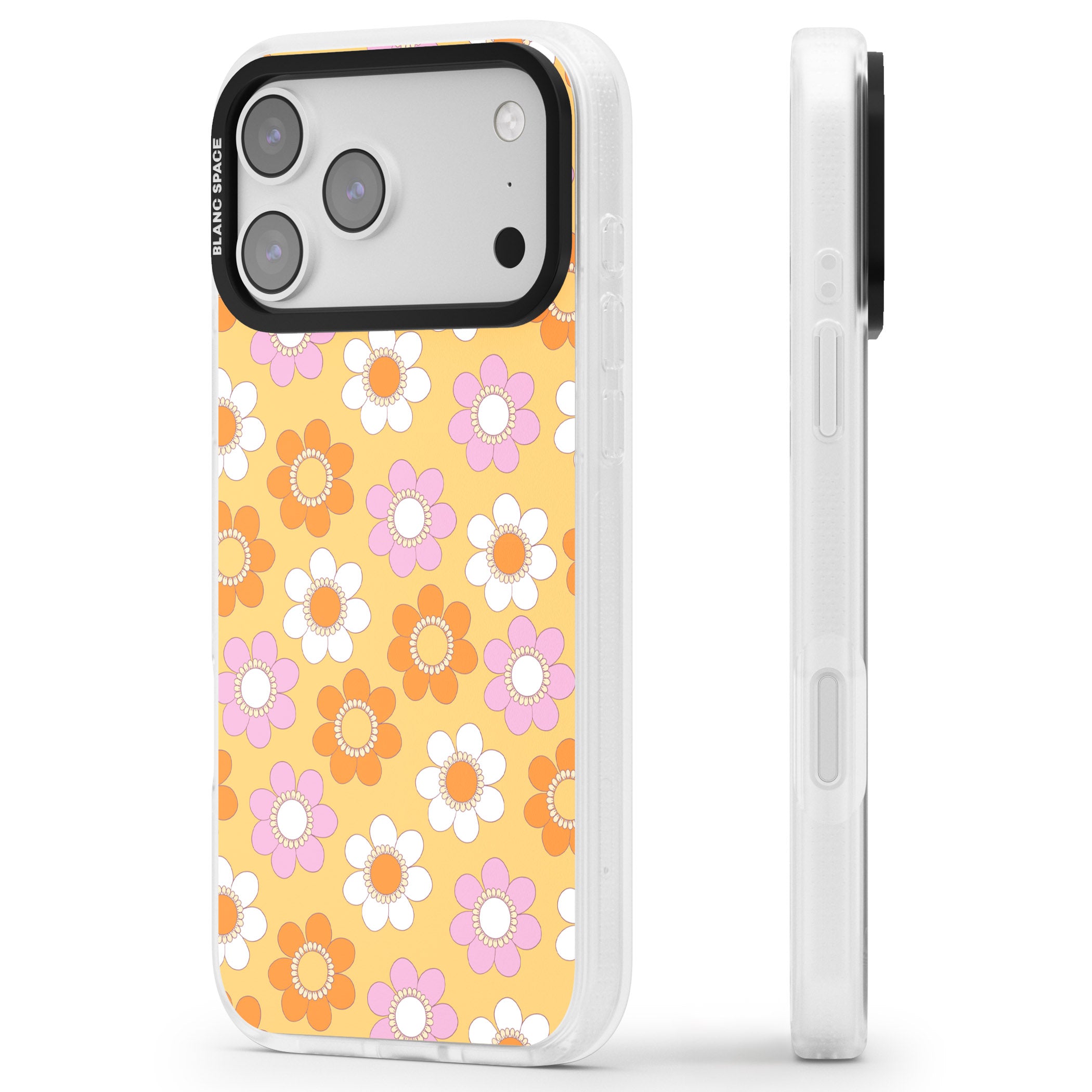 Sunny Flower Mix iPhone 17 Pro Impact Air Clear Phone Case Side Profile