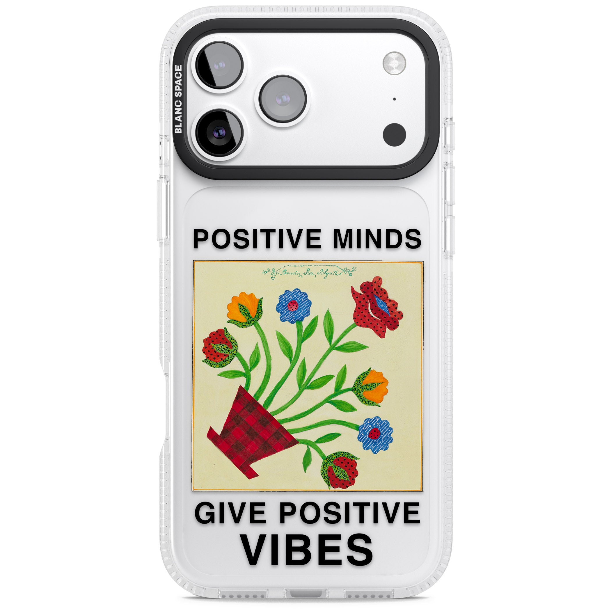 Positive Minds Give Positive Vibes iPhone 17 Pro Max Impact Air Clear Phone Case
