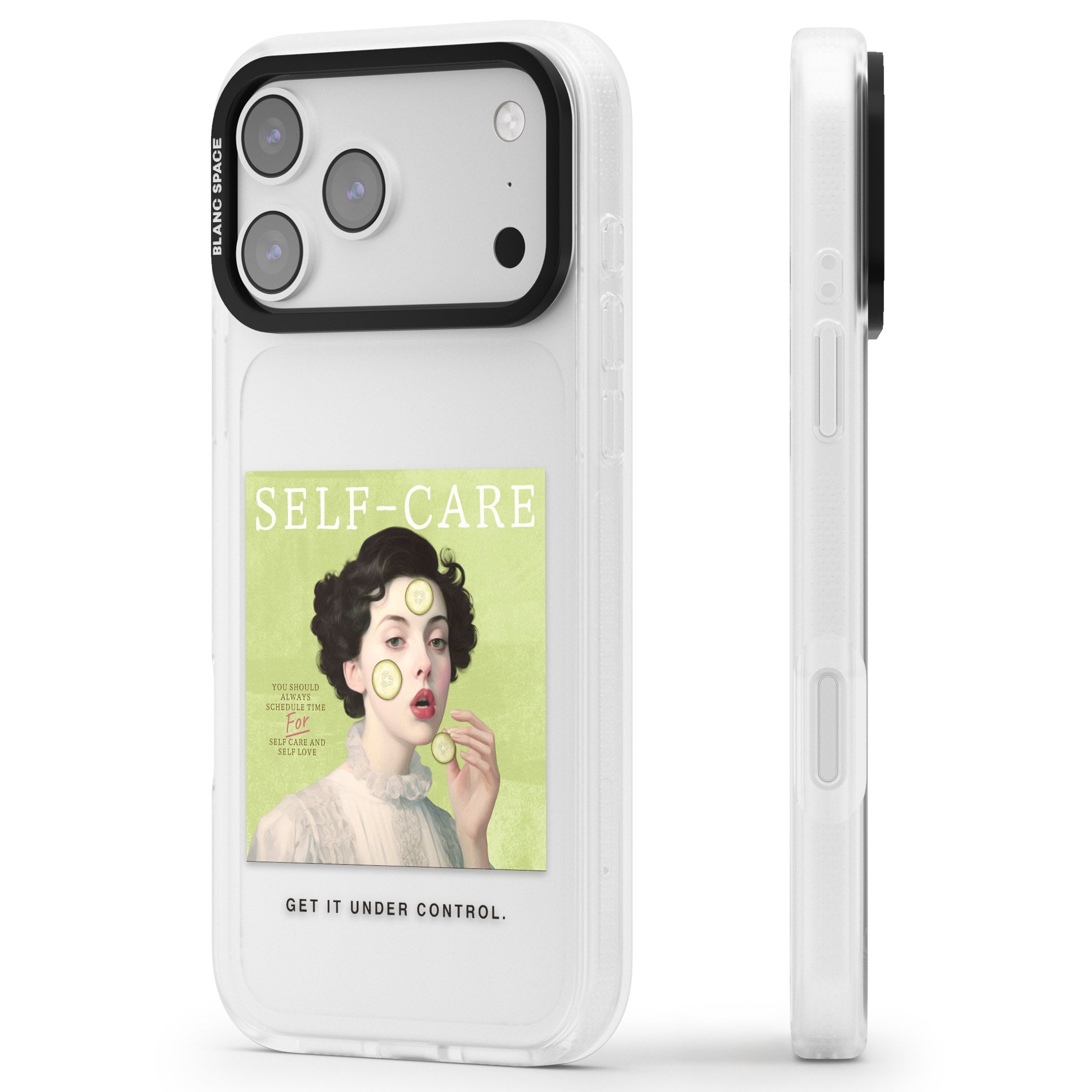 Self Care iPhone 17 Pro Impact Air Clear Phone Case Side Profile