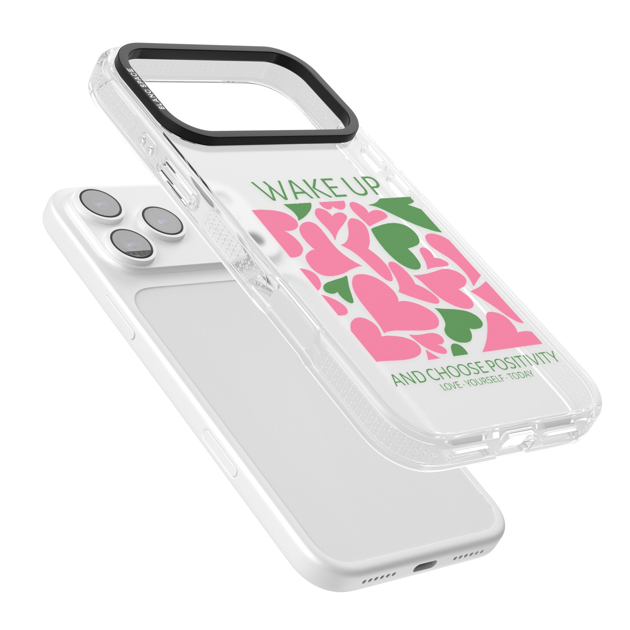 Wake Up And Choose Positivity iPhone 17 Pro Impact Air Clear Phone Case Colours