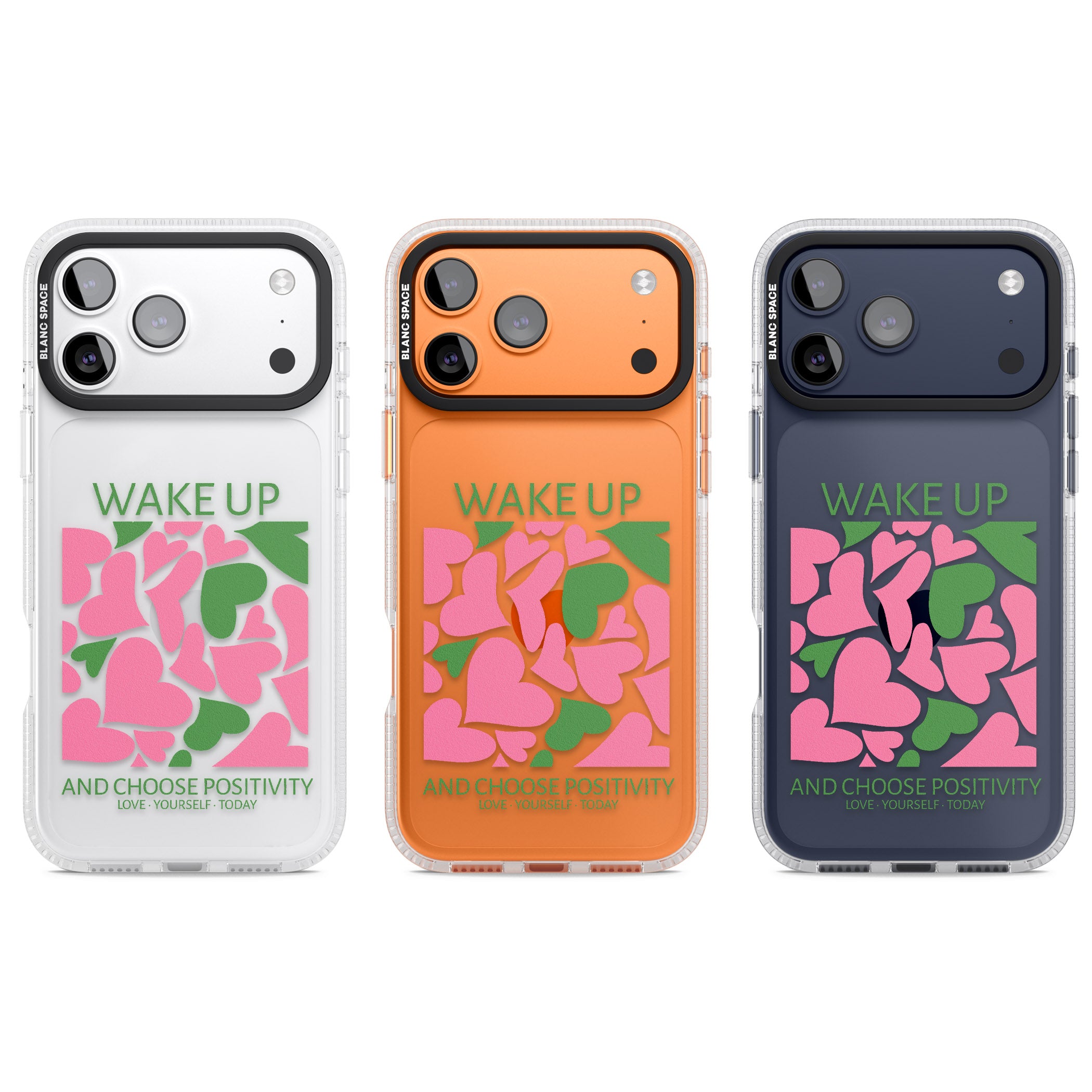 Wake Up And Choose Positivity iPhone 17 Pro Impact Air Clear Phone Case APT Impact Protection