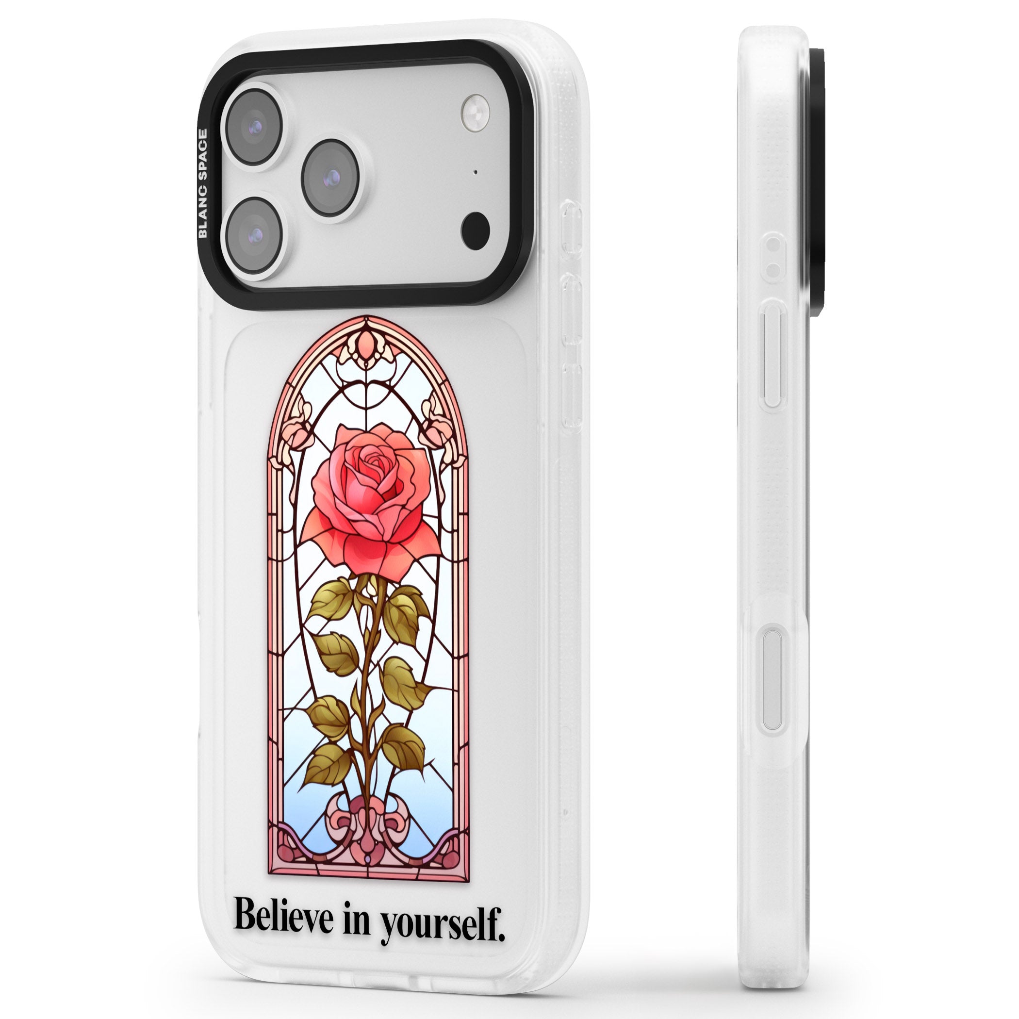 Believe In Yourself iPhone 17 Pro Impact Air Clear Phone Case Side Profile