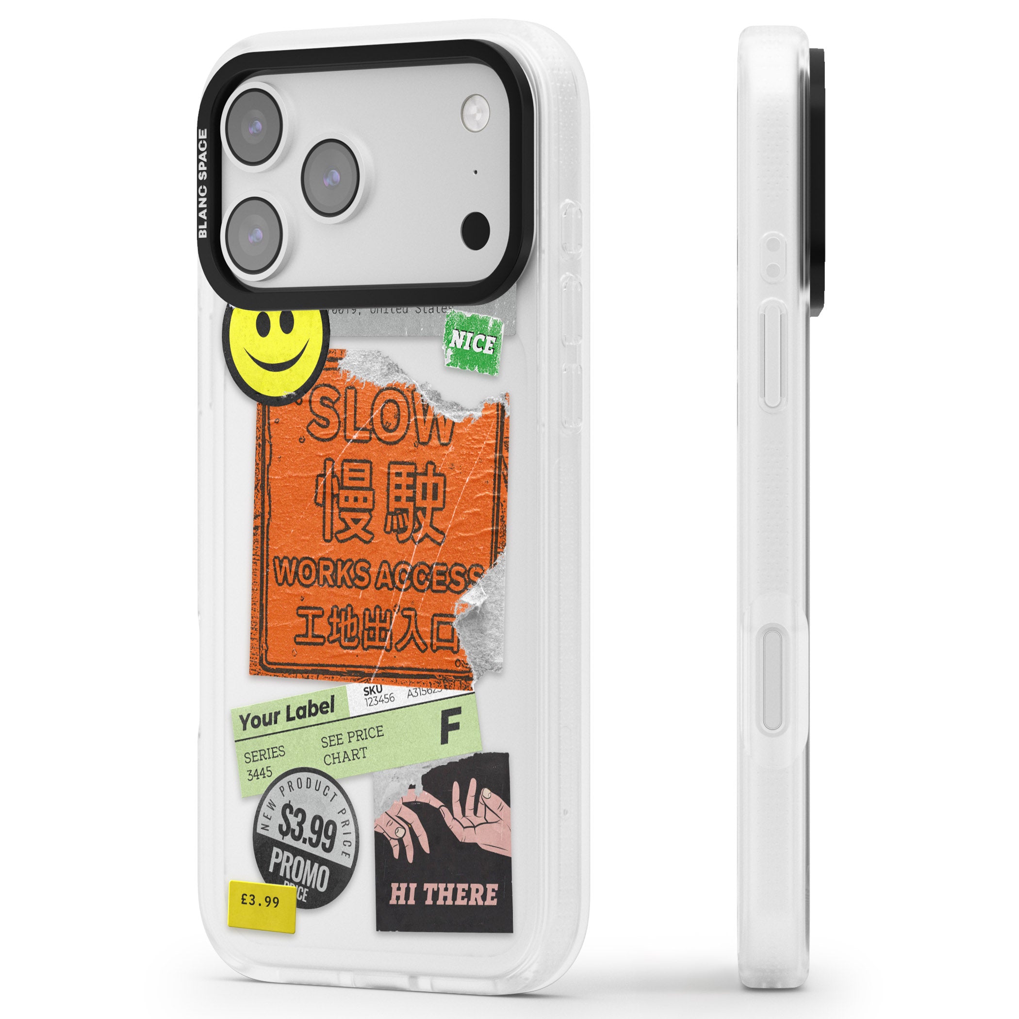 Kanji Signs Sticker Mix iPhone 17 Pro Max Impact Air Clear Phone Case Side Profile