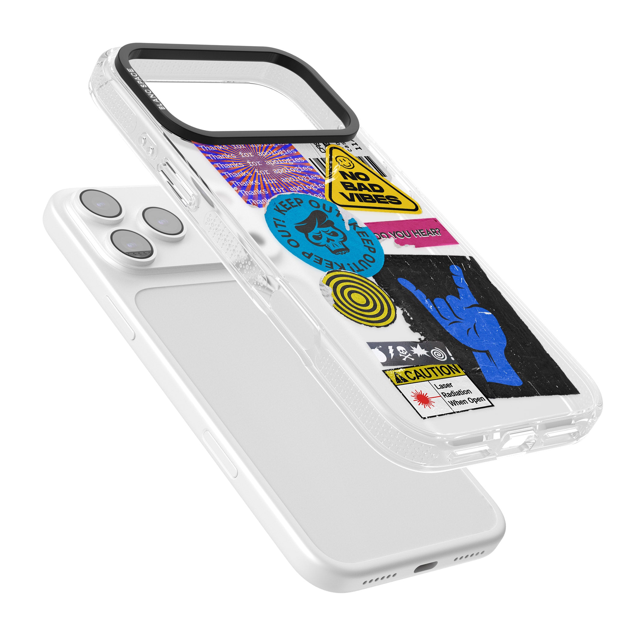 No Bad Vibes Sticker Mix iPhone 17 Pro Max Impact Air Clear Phone Case Colours