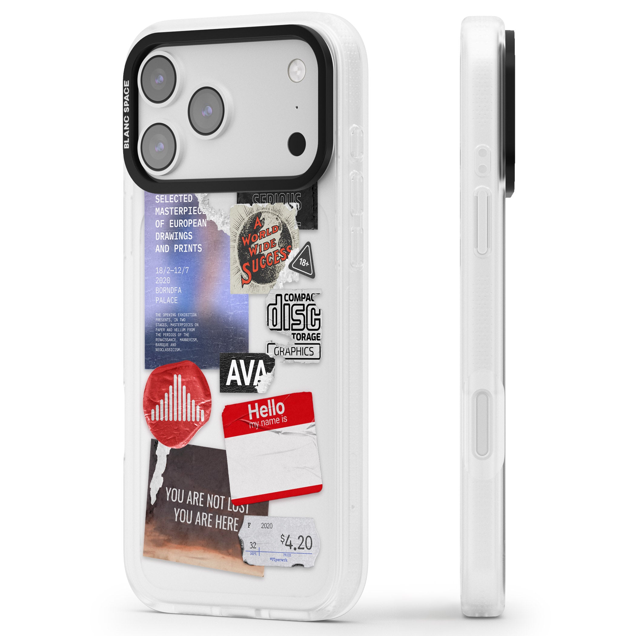 Red & Black Sticker Mix iPhone 17 Pro Max Impact Air Clear Phone Case Side Profile