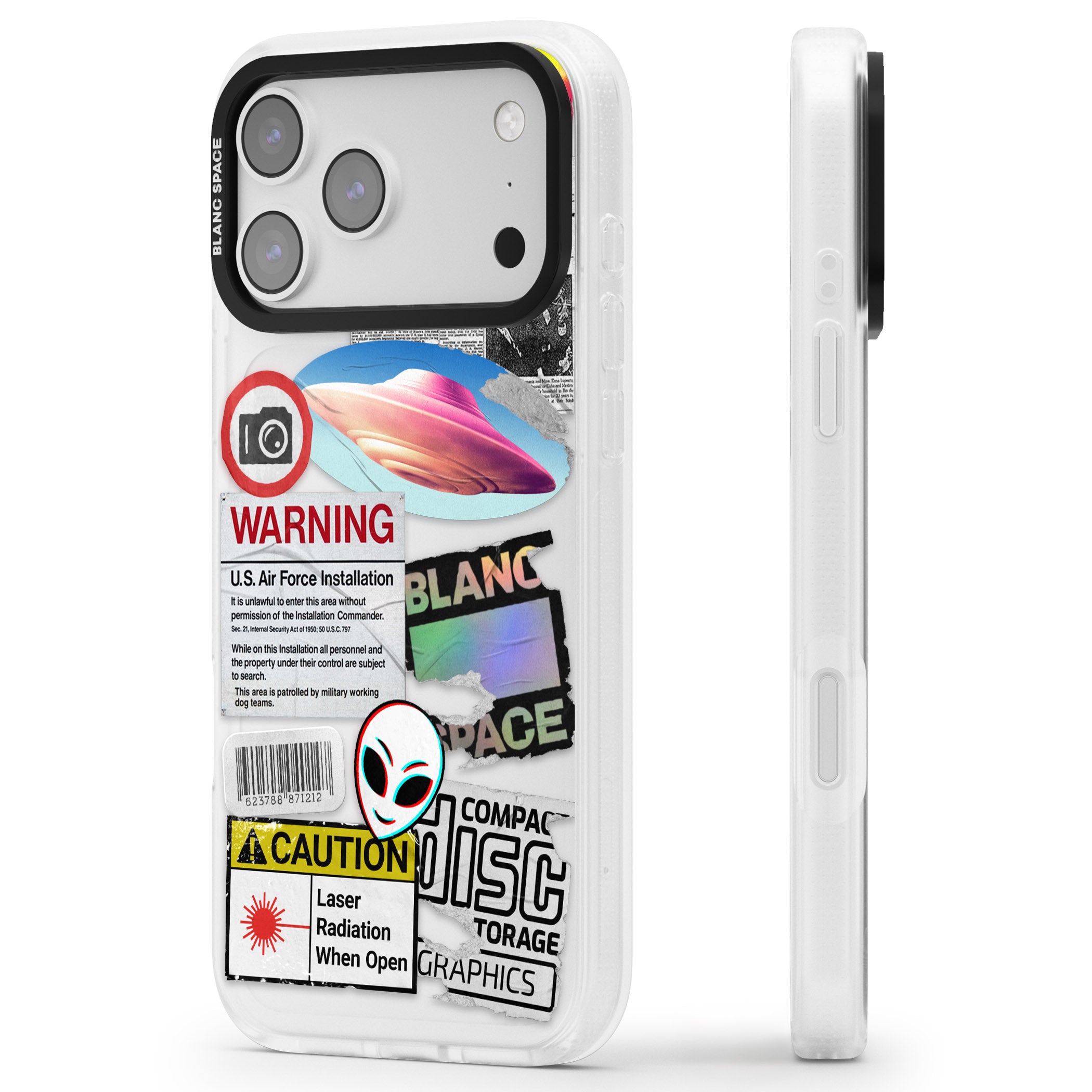 Cosmic Encounters iPhone 17 Pro Impact Air Clear Phone Case Side Profile