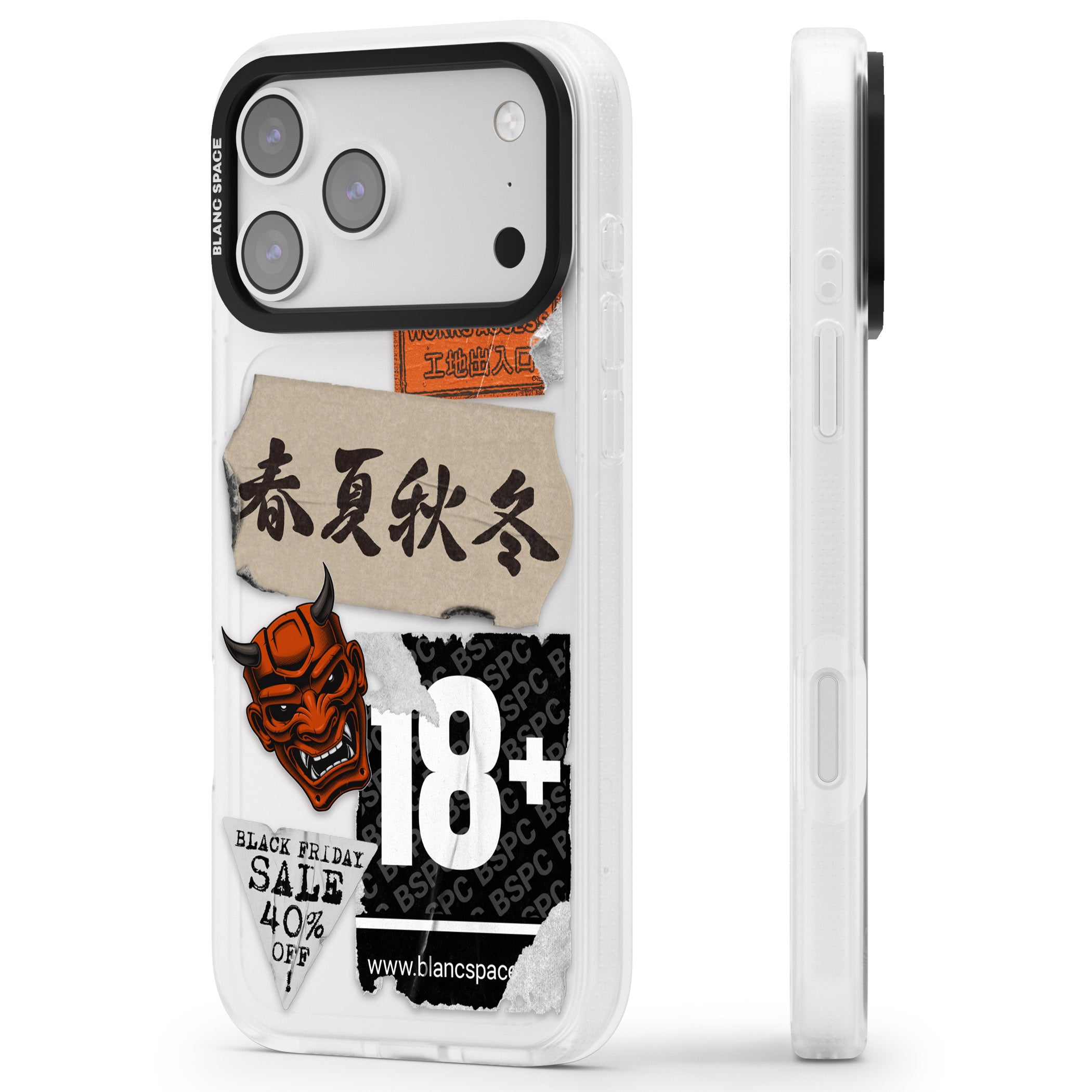Asian Sticker Mix iPhone 17 Pro Max Impact Air Clear Phone Case Side Profile