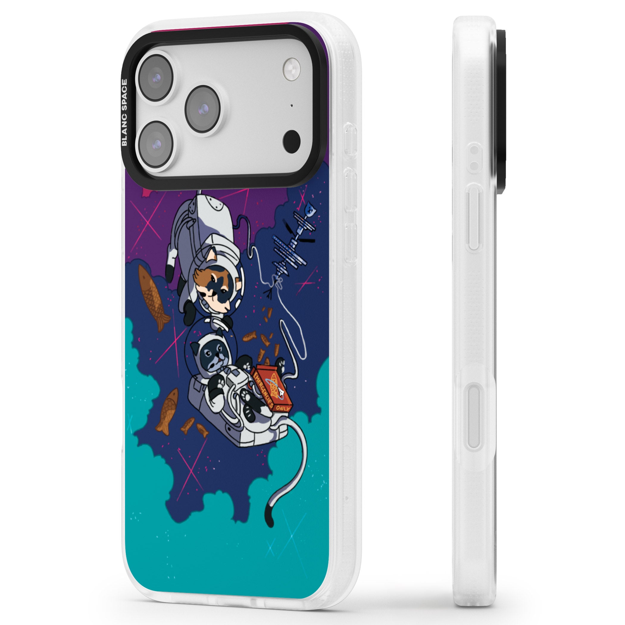 Cats In Space iPhone 17 Pro Max Impact Air Clear Phone Case Side Profile