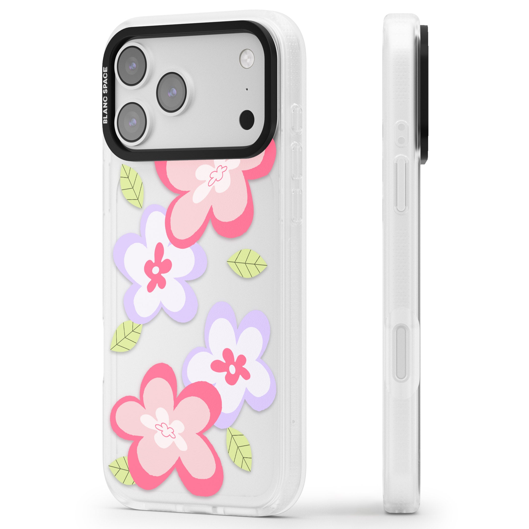 Funky Flowers iPhone 17 Pro Max Impact Air Clear Phone Case Side Profile