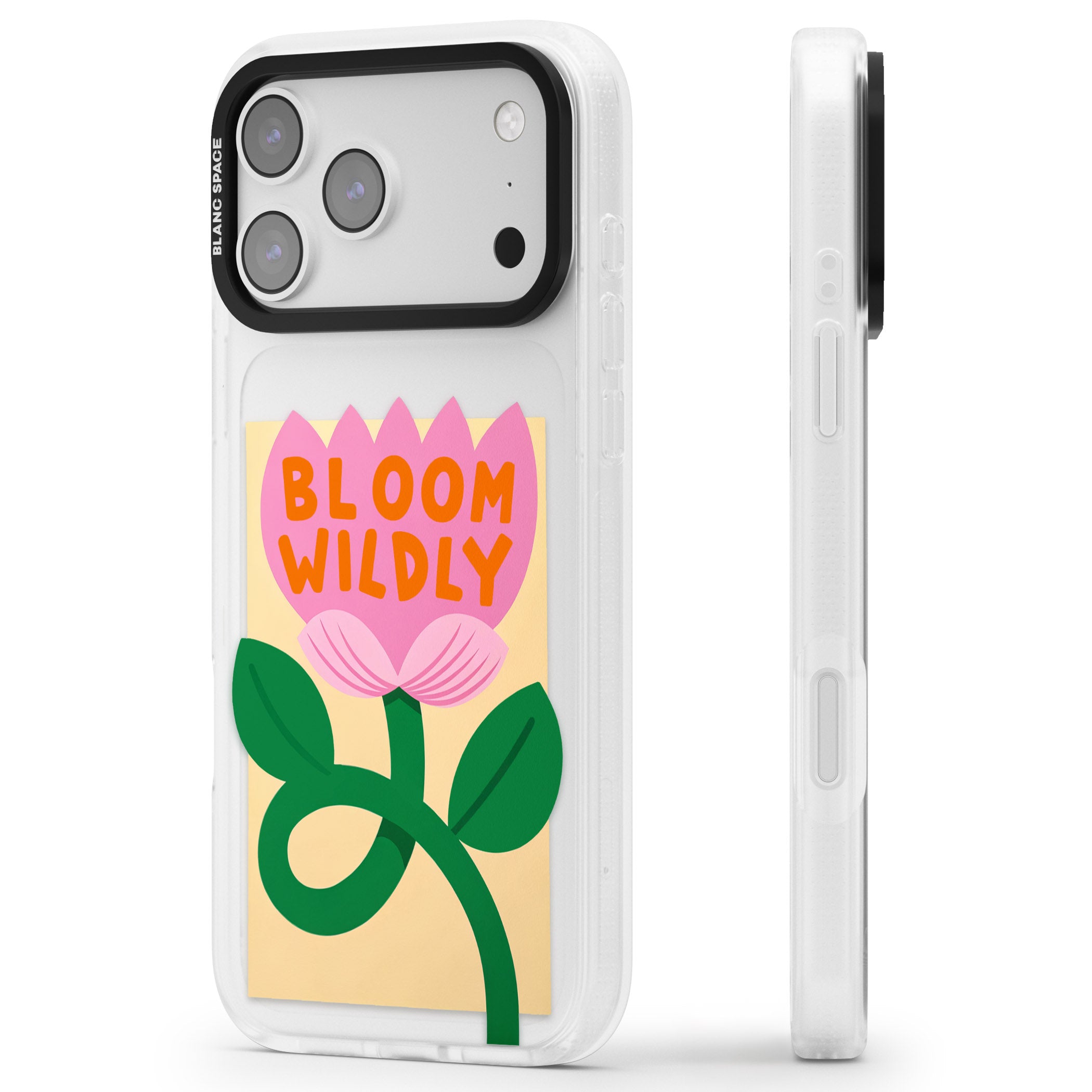 Bloom Wildly iPhone 17 Pro Impact Air Clear Phone Case Side Profile