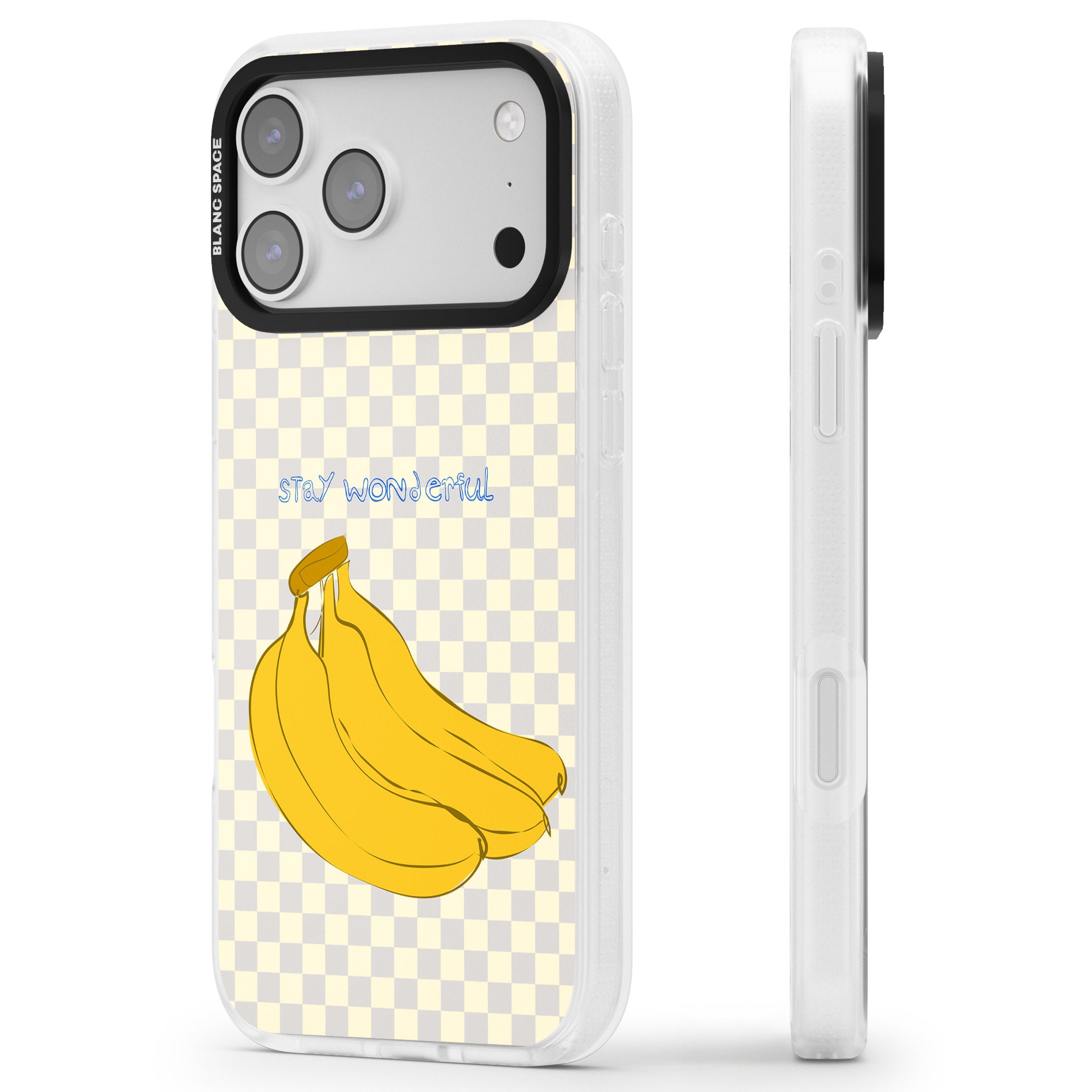 Stay Wonderful Banana iPhone 17 Pro Impact Air Clear Phone Case Side Profile
