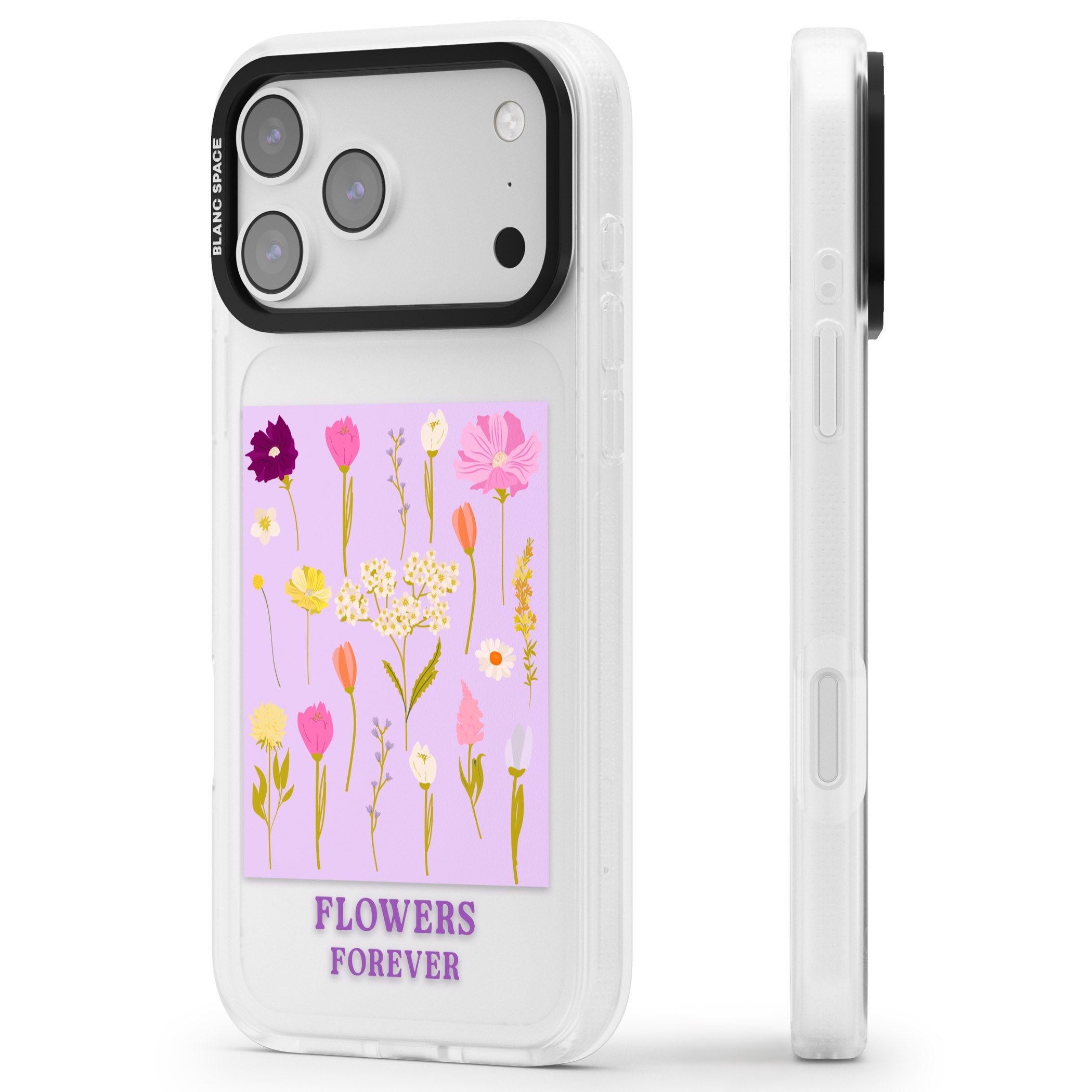 Flowers Forever iPhone 17 Pro Impact Air Clear Phone Case Side Profile