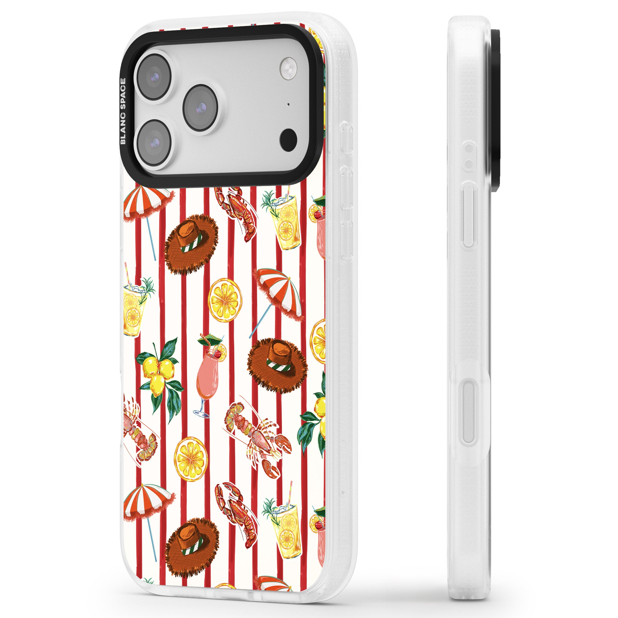 Italian Beach Pattern iPhone 17 Pro Impact Air Clear Phone Case Side Profile