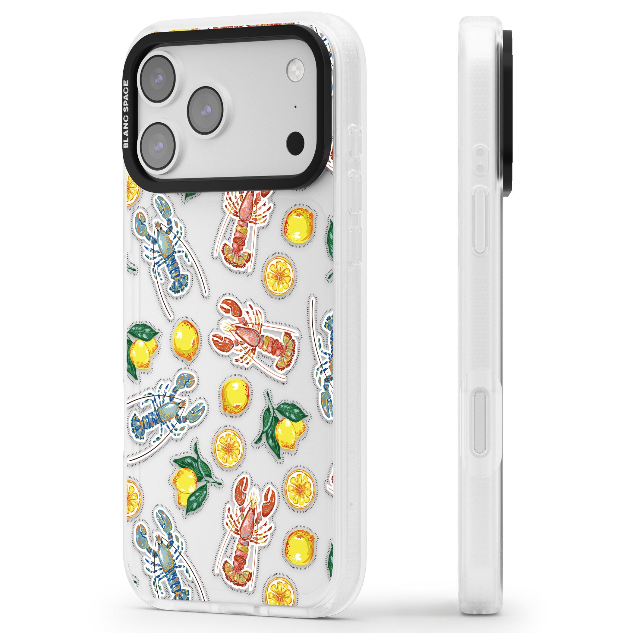 Lemons & Lobsters iPhone 17 Pro Max Impact Air Clear Phone Case Side Profile