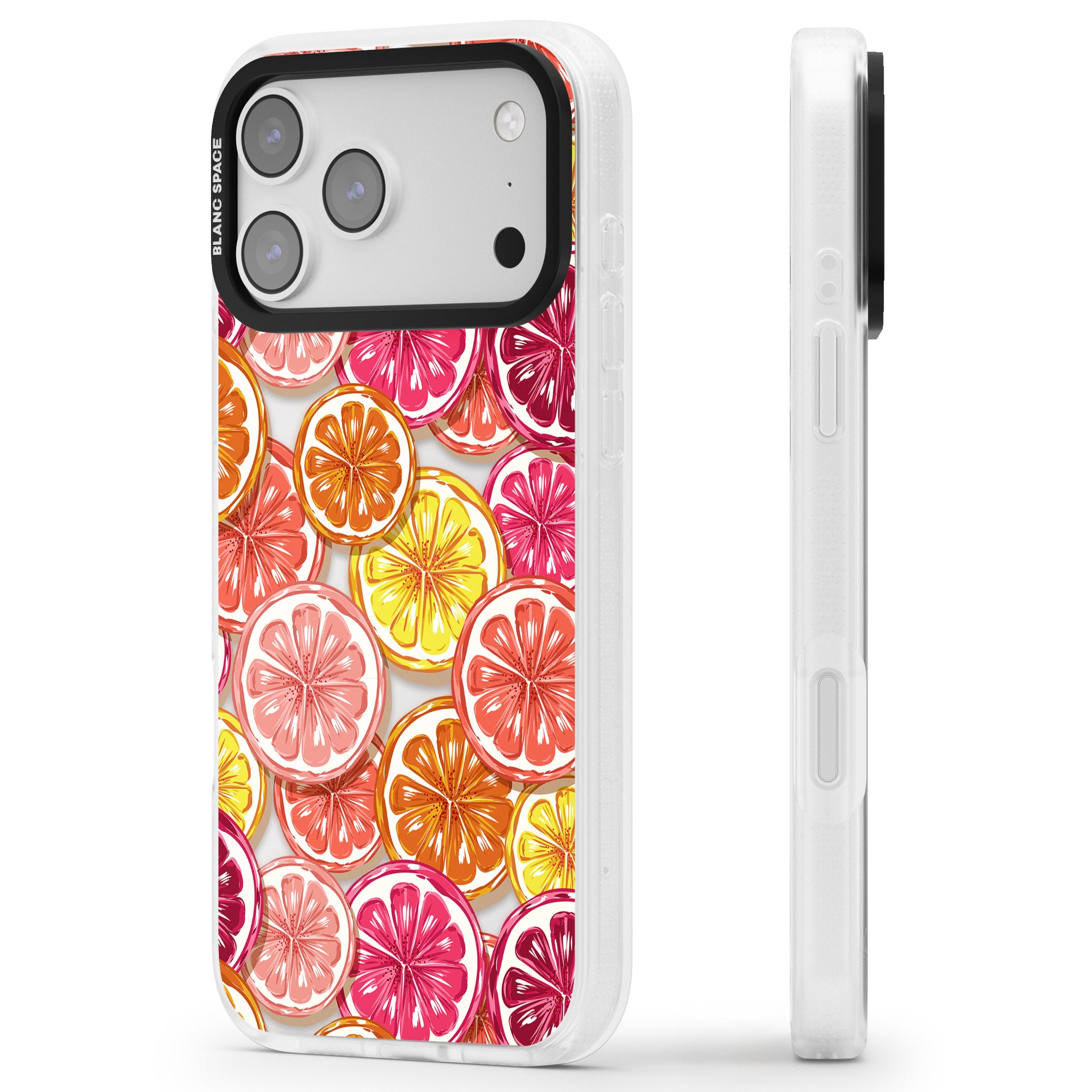 Citrus Fiesta iPhone 17 Pro Max Impact Air Clear Phone Case Side Profile