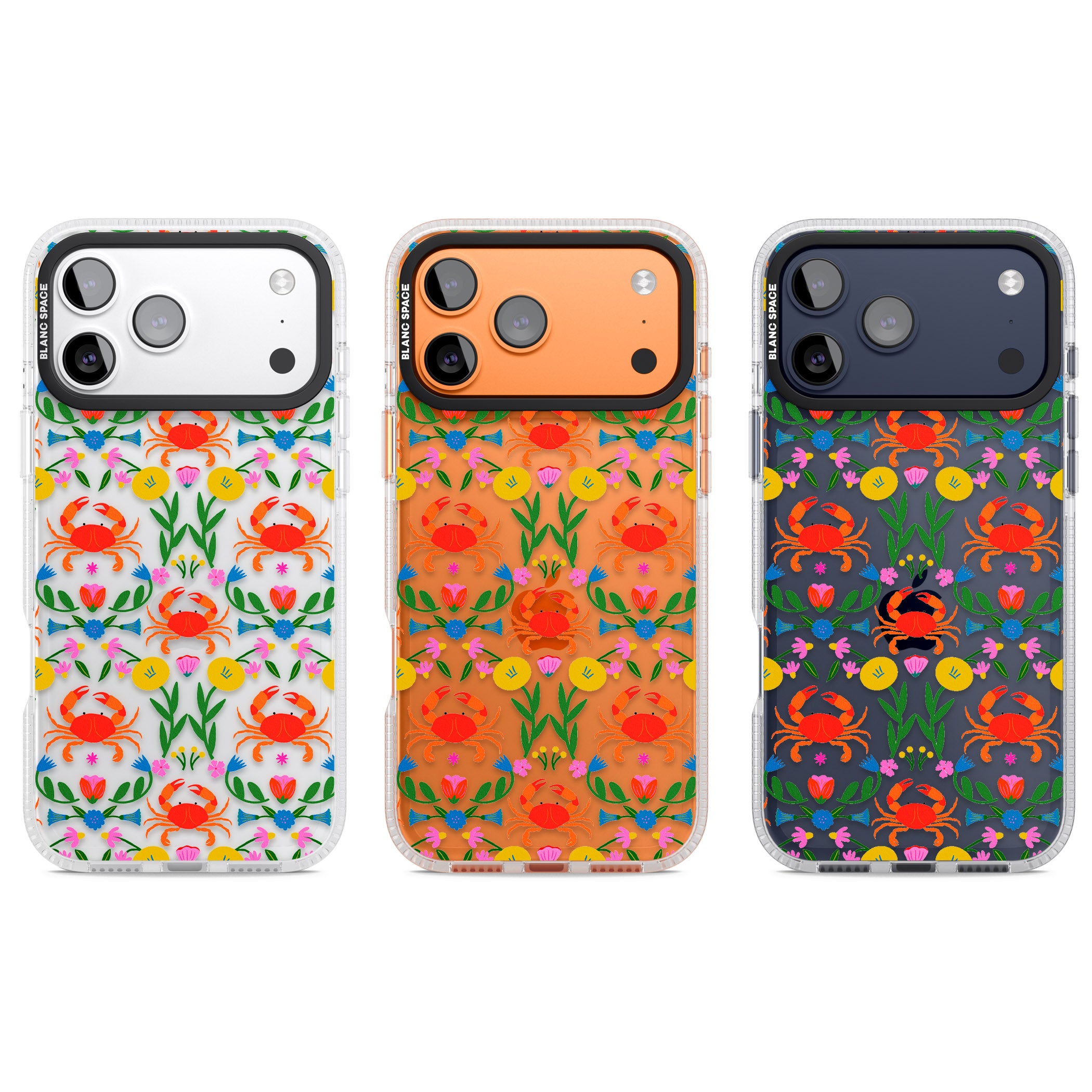 Crabs Flowers iPhone 17 Pro Impact Air Clear Phone Case APT Impact Protection