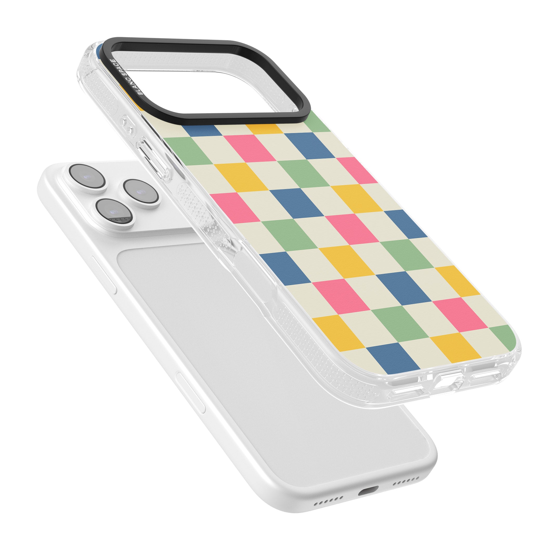 Pastel Multicolor Checkered iPhone 17 Pro Impact Air Clear Phone Case Colours
