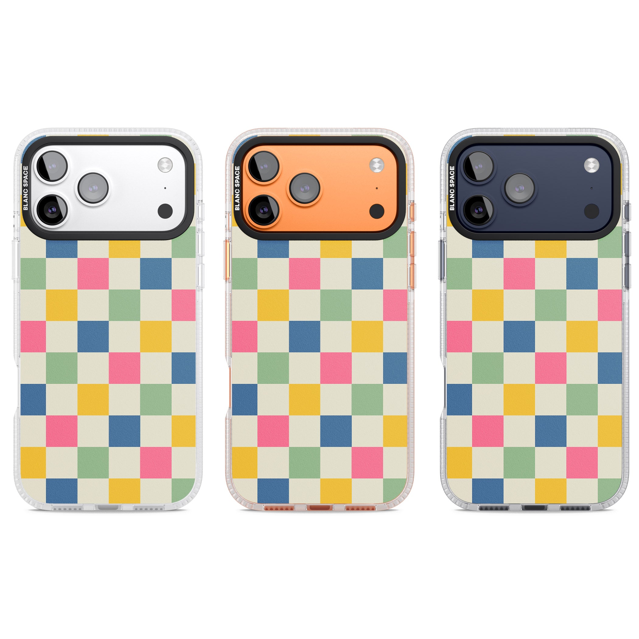 Pastel Multicolor Checkered iPhone 17 Pro Impact Air Clear Phone Case APT Impact Protection