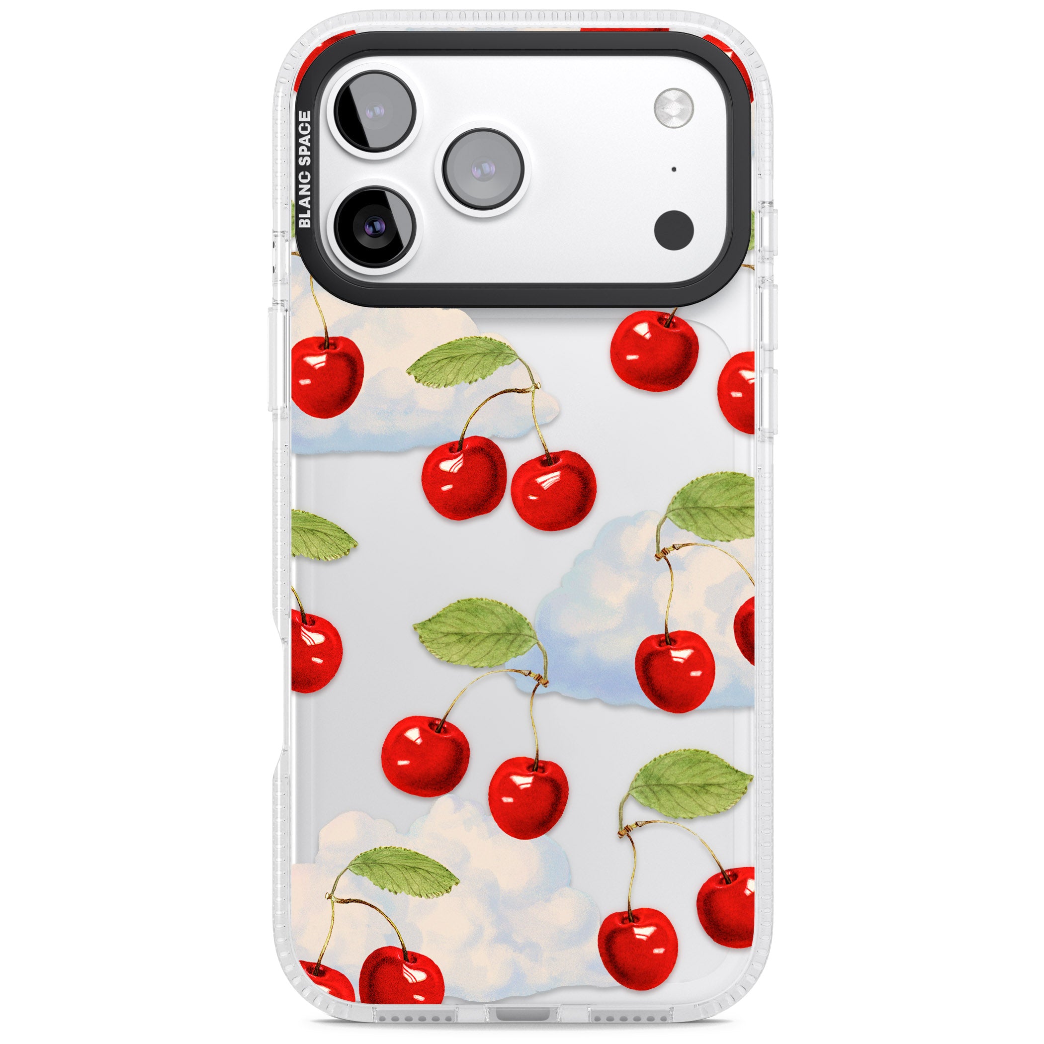 Vintage Cherries & Clouds iPhone 17 Pro Impact Air Clear Phone Case