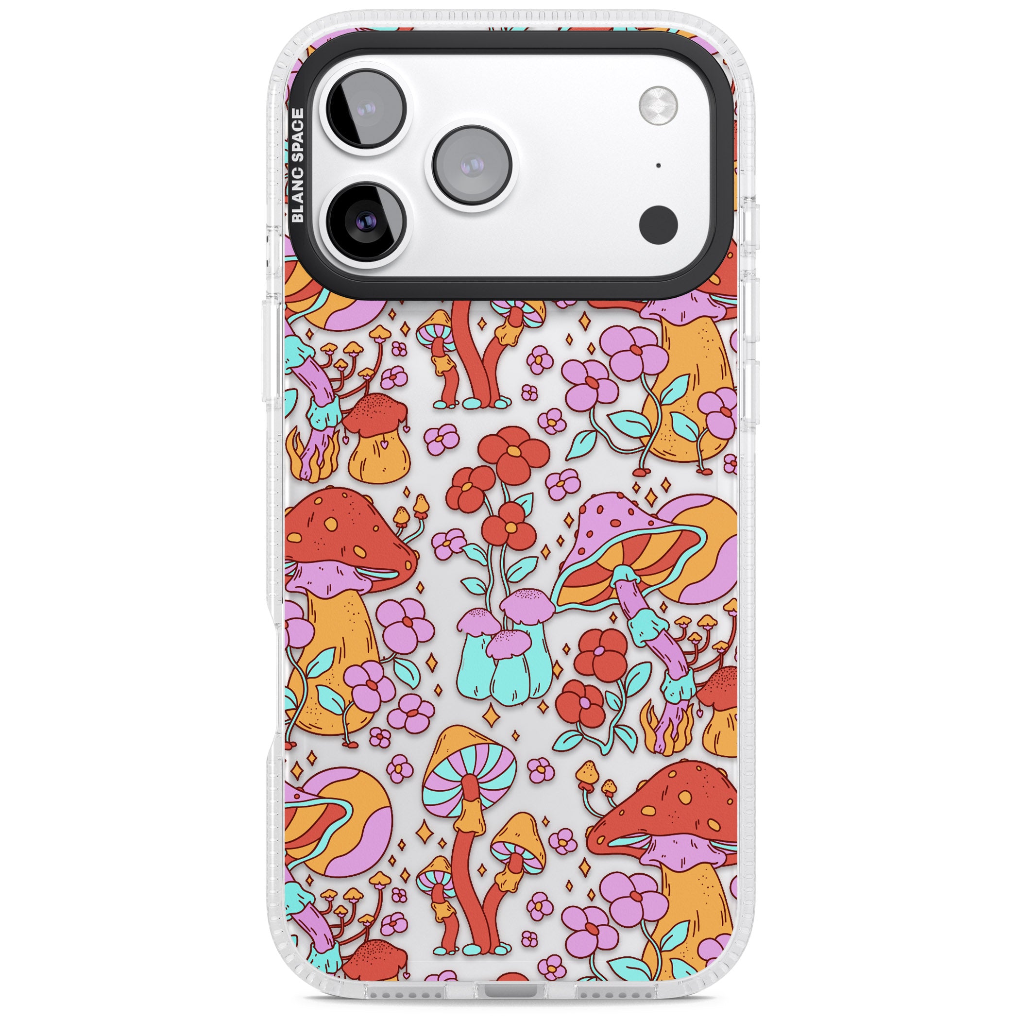 Psychedelic Flowers & Mushrooms iPhone 17 Pro Max Impact Air Clear Phone Case