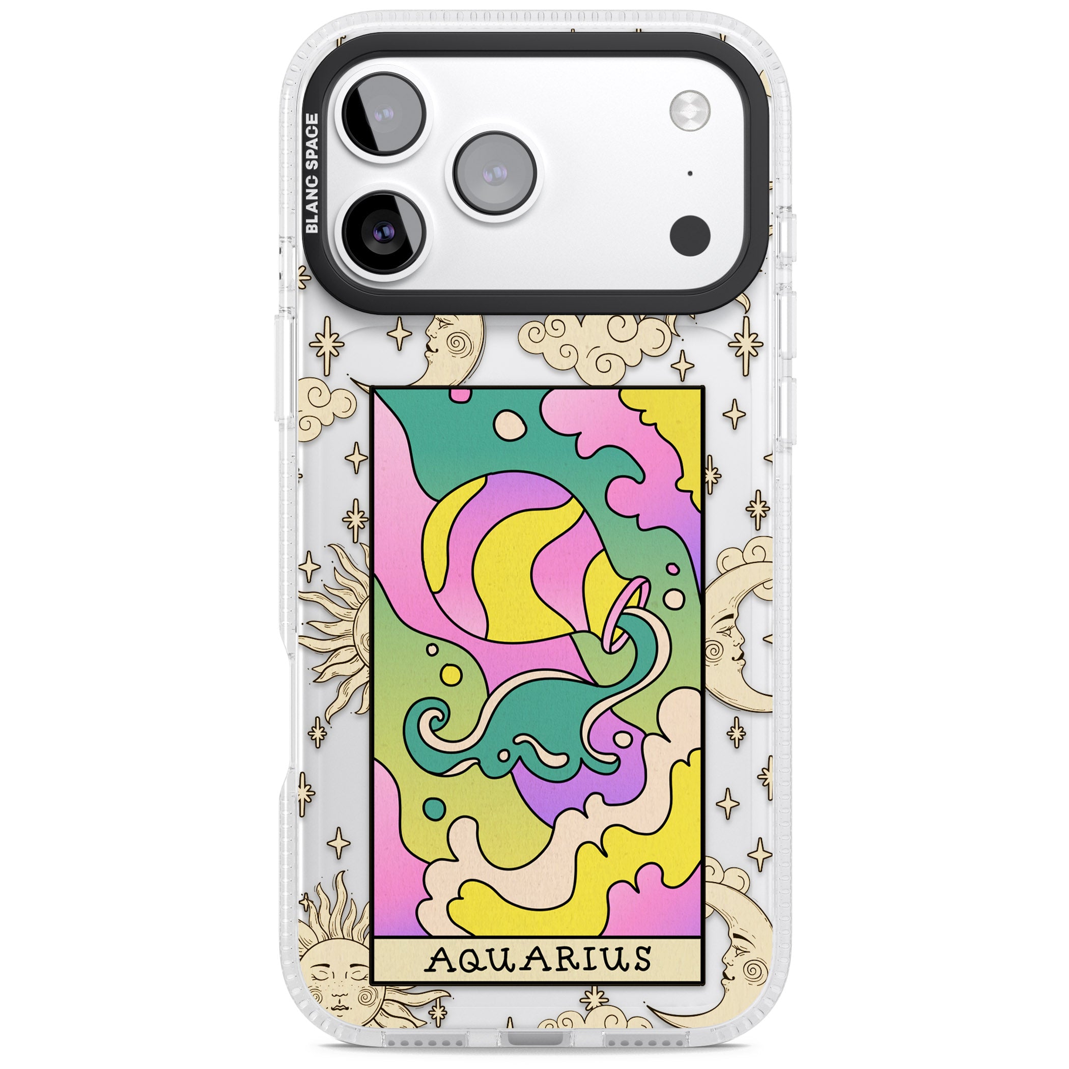 Celestial Zodiac Aquarius iPhone 17 Pro Max Impact Air Clear Phone Case