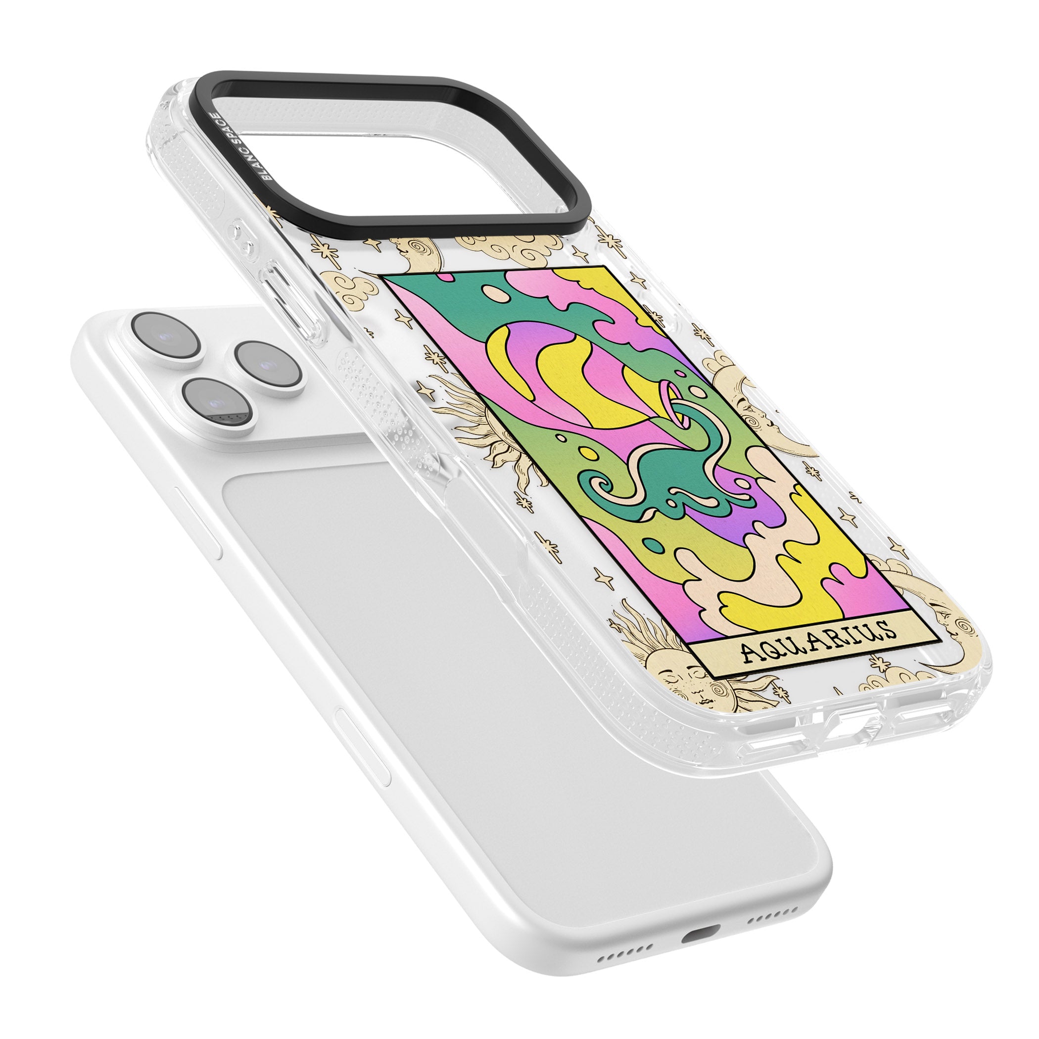 Celestial Zodiac Aquarius iPhone 17 Pro Impact Air Clear Phone Case Colours