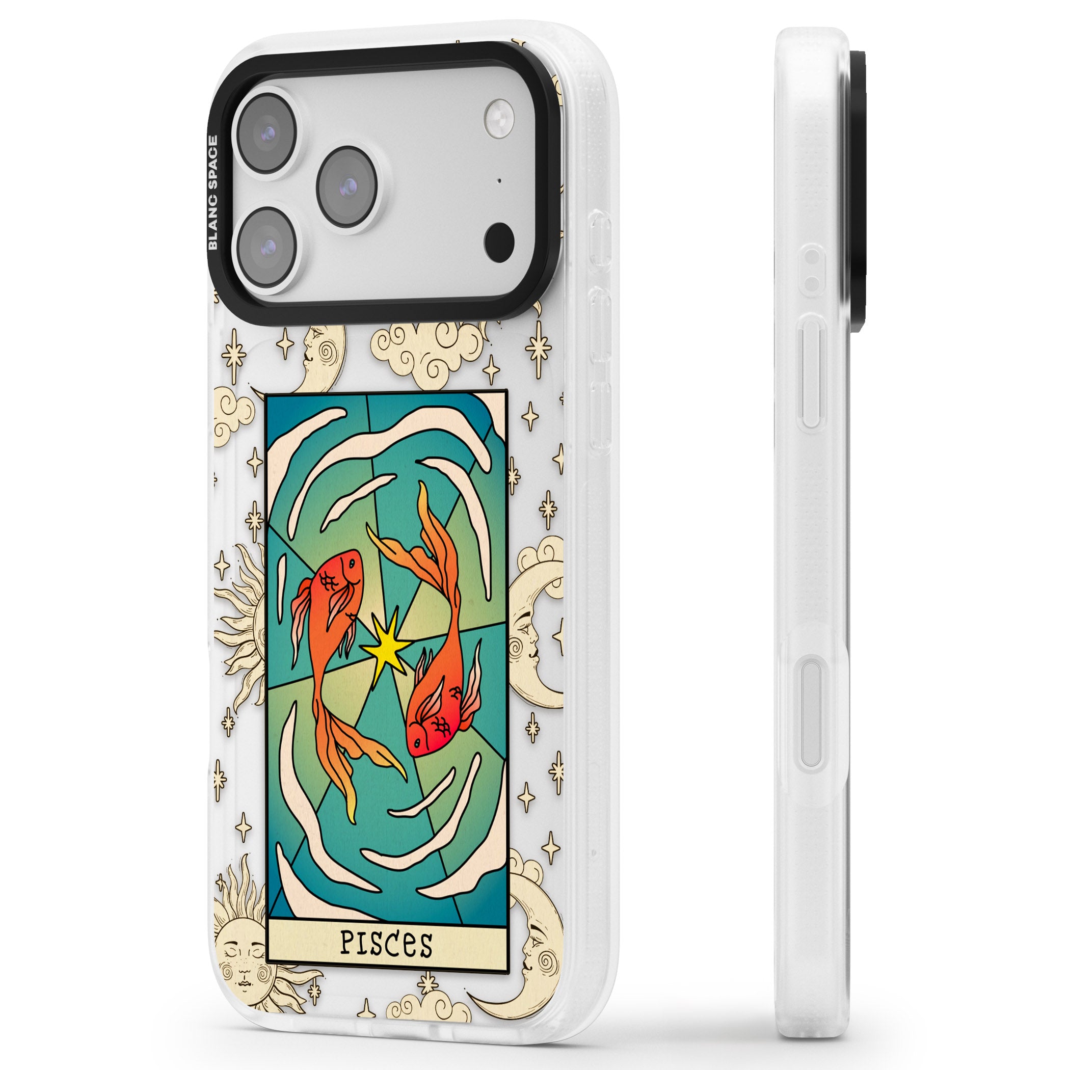Celestial Zodiac Pisces iPhone 17 Pro Max Impact Air Clear Phone Case Side Profile