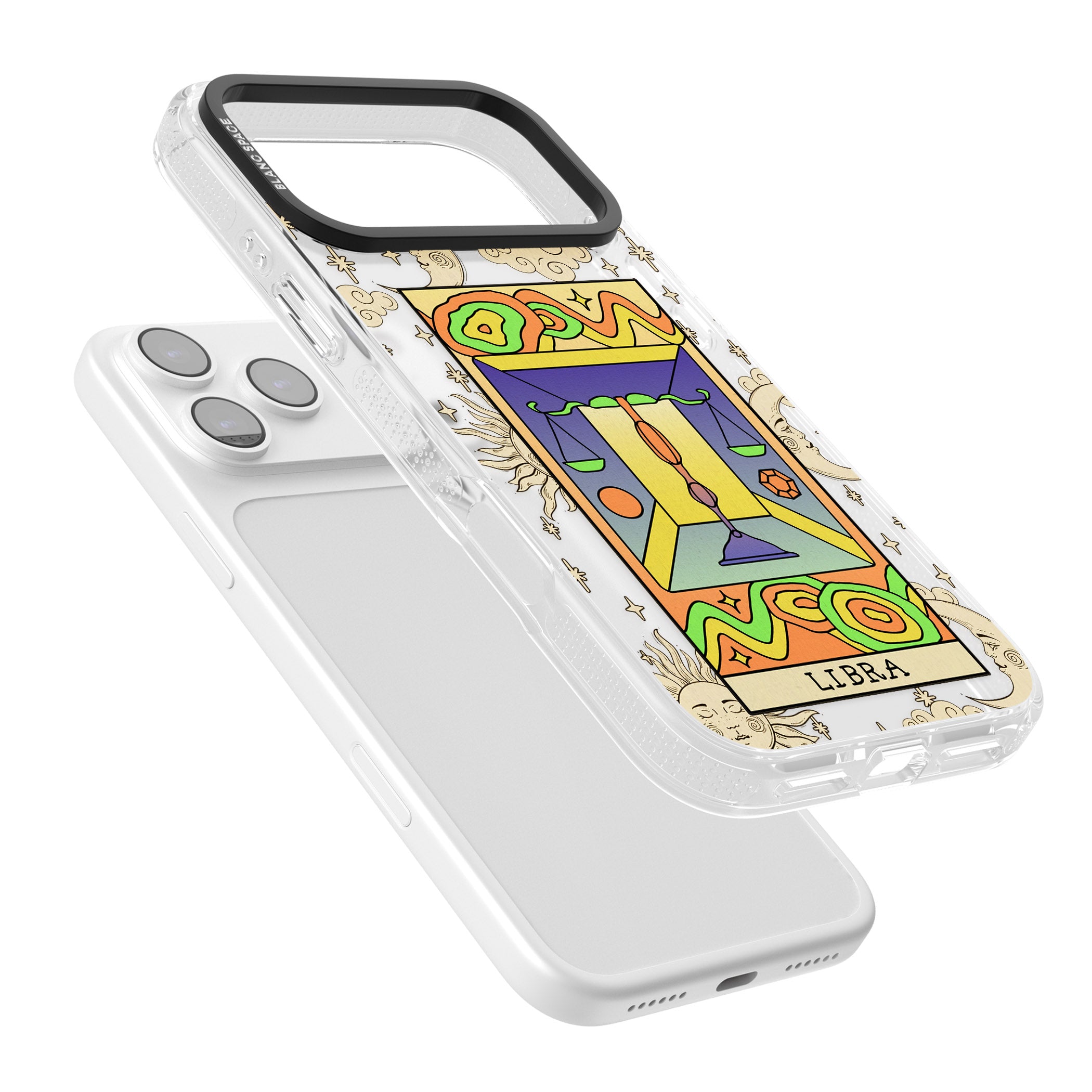 Celestial Zodiac Libra iPhone 17 Pro Impact Air Clear Phone Case Colours