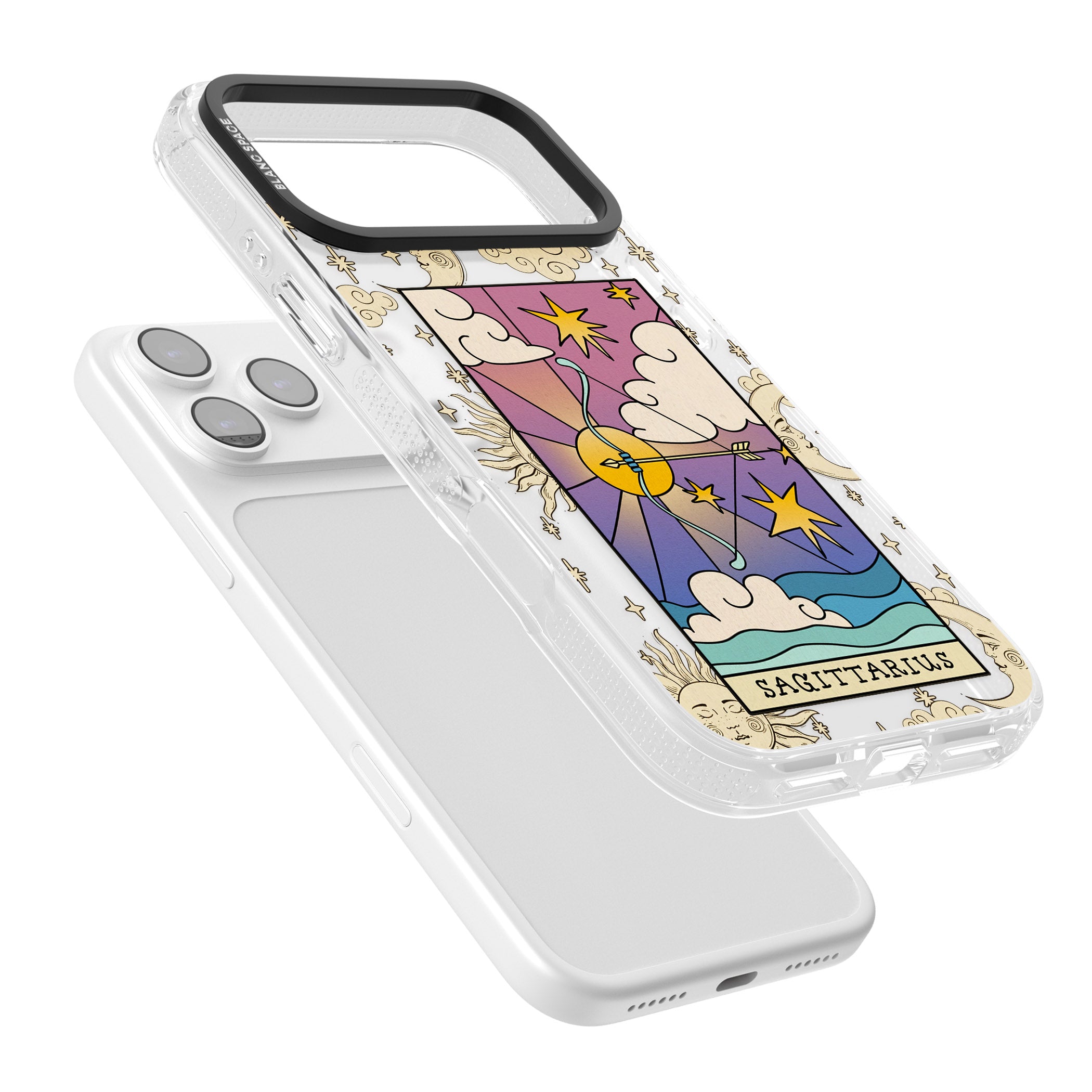 Celestial Zodiac Sagittarius iPhone 17 Pro Impact Air Clear Phone Case Colours