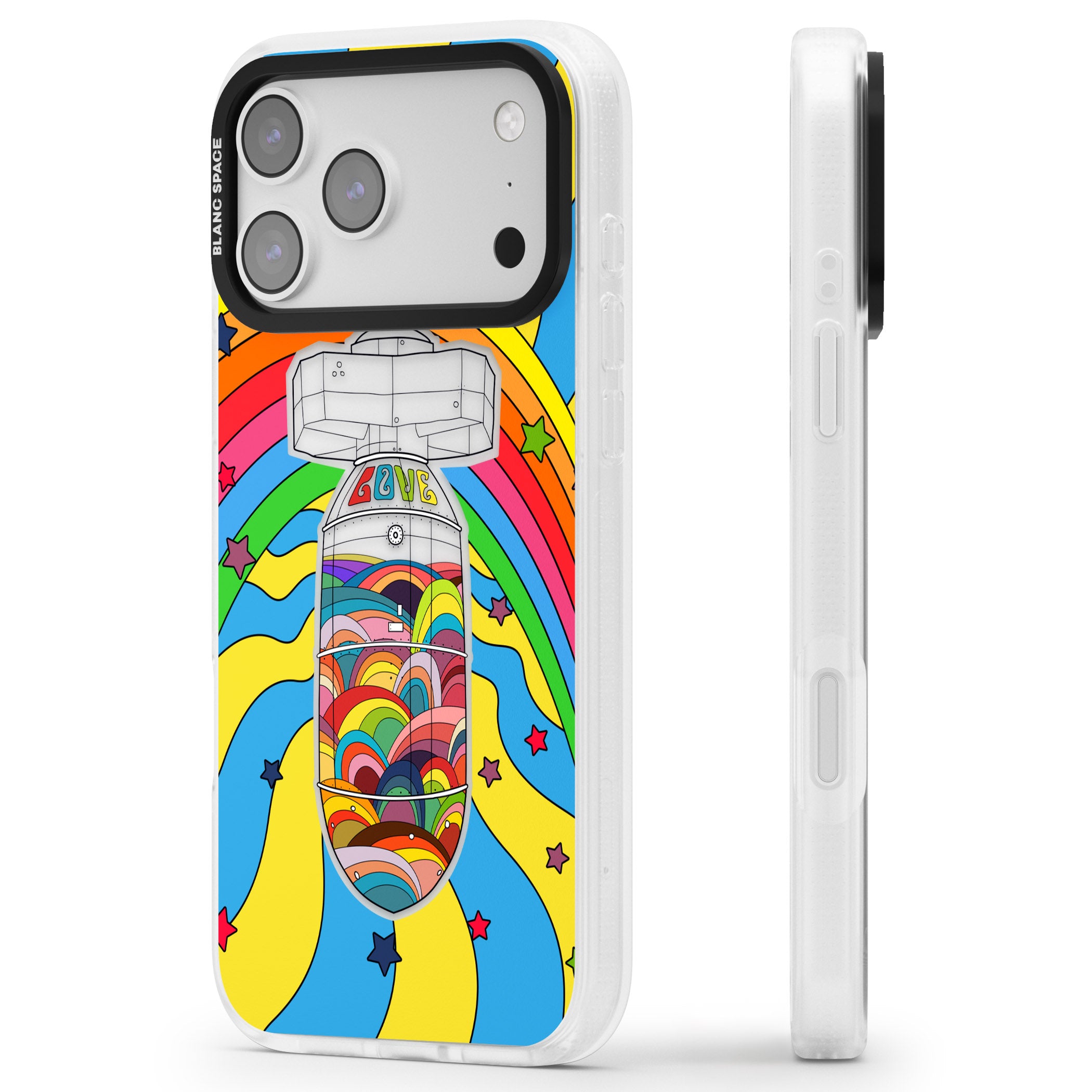 Love Bomb iPhone 17 Pro Max Impact Air Clear Phone Case Side Profile