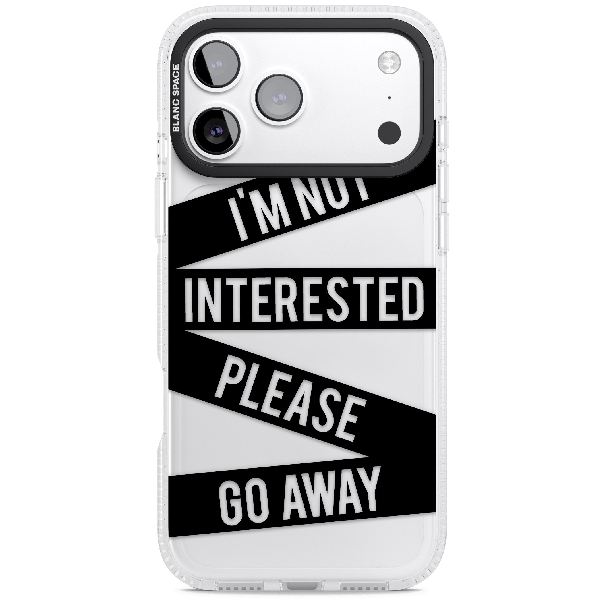 Not Interested Warning iPhone 17 Pro Max Impact Air Clear Phone Case