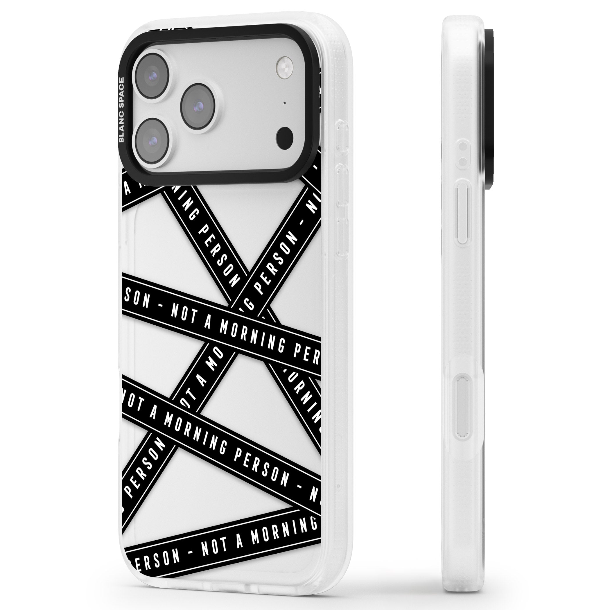Not A Morning Person iPhone 17 Pro Max Impact Air Clear Phone Case Side Profile