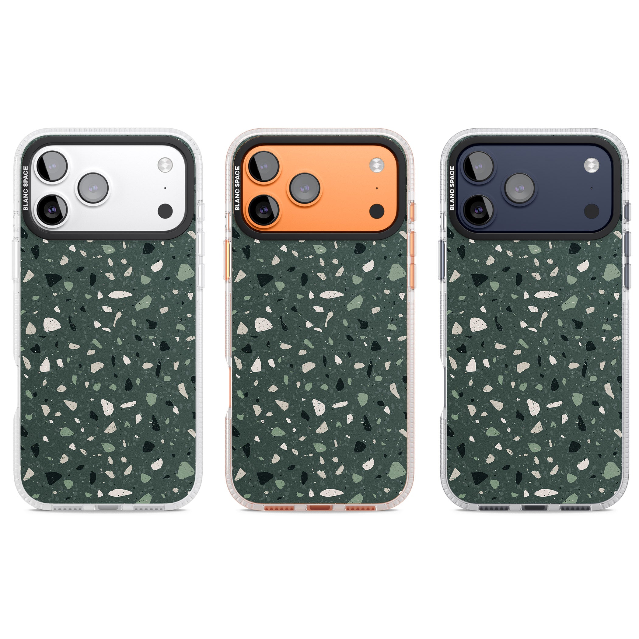 Green & Cream Terrazzo Pattern iPhone 17 Pro Impact Air Clear Phone Case APT Impact Protection