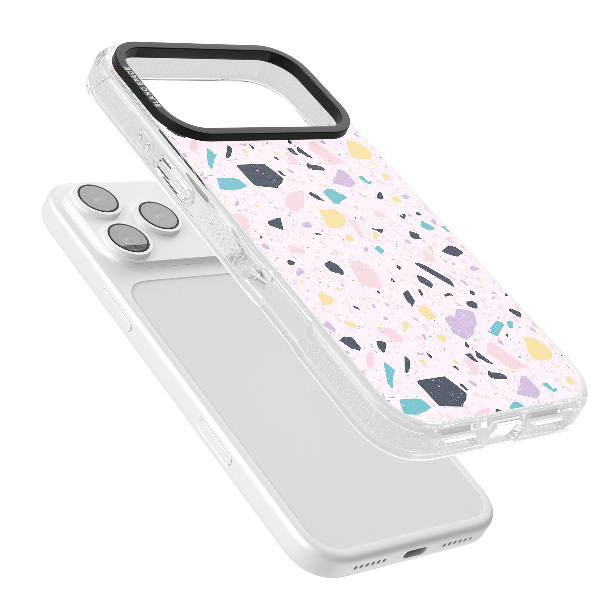 Pink, Purple & Turquoise Terrazzo Pattern iPhone 17 Pro Max Impact Air Clear Phone Case Colours