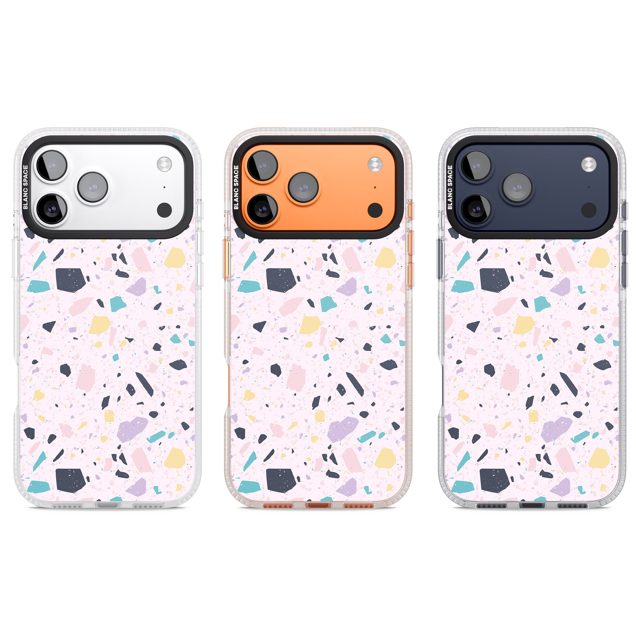 Pink, Purple & Turquoise Terrazzo Pattern iPhone 17 Pro Impact Air Clear Phone Case APT Impact Protection