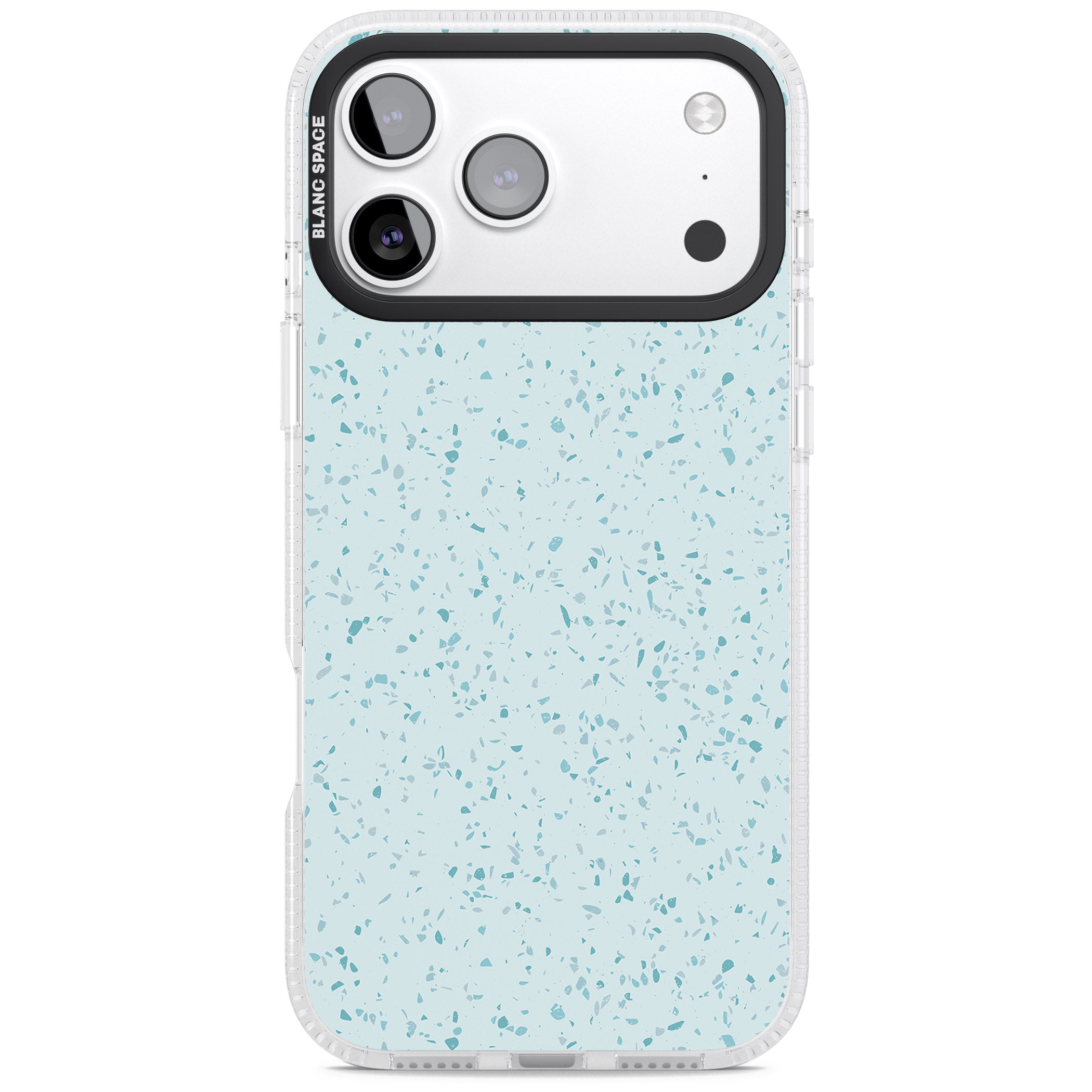 Light Blue Terrazzo Pattern iPhone 17 Pro Impact Air Clear Phone Case