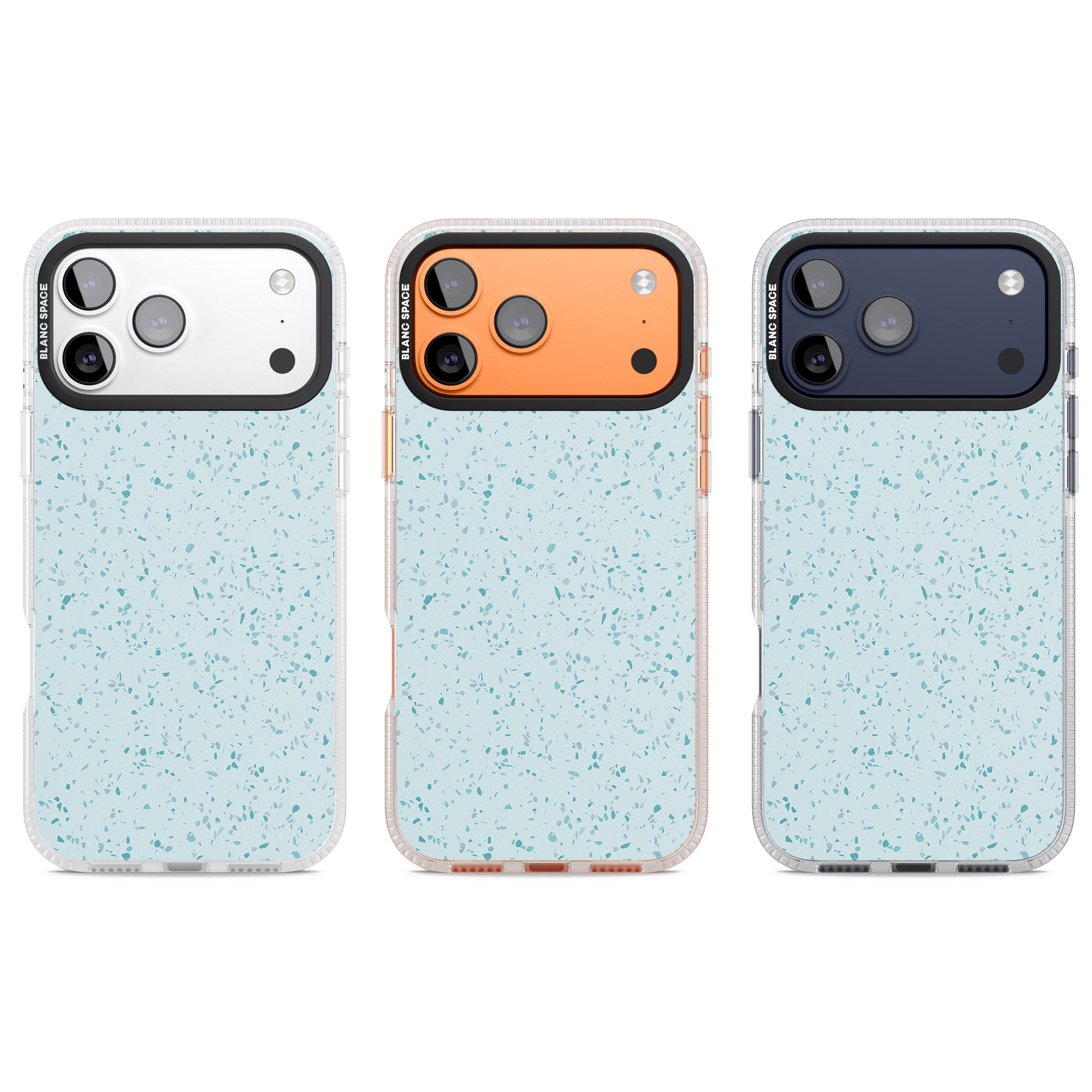 Light Blue Terrazzo Pattern iPhone 17 Pro Impact Air Clear Phone Case APT Impact Protection