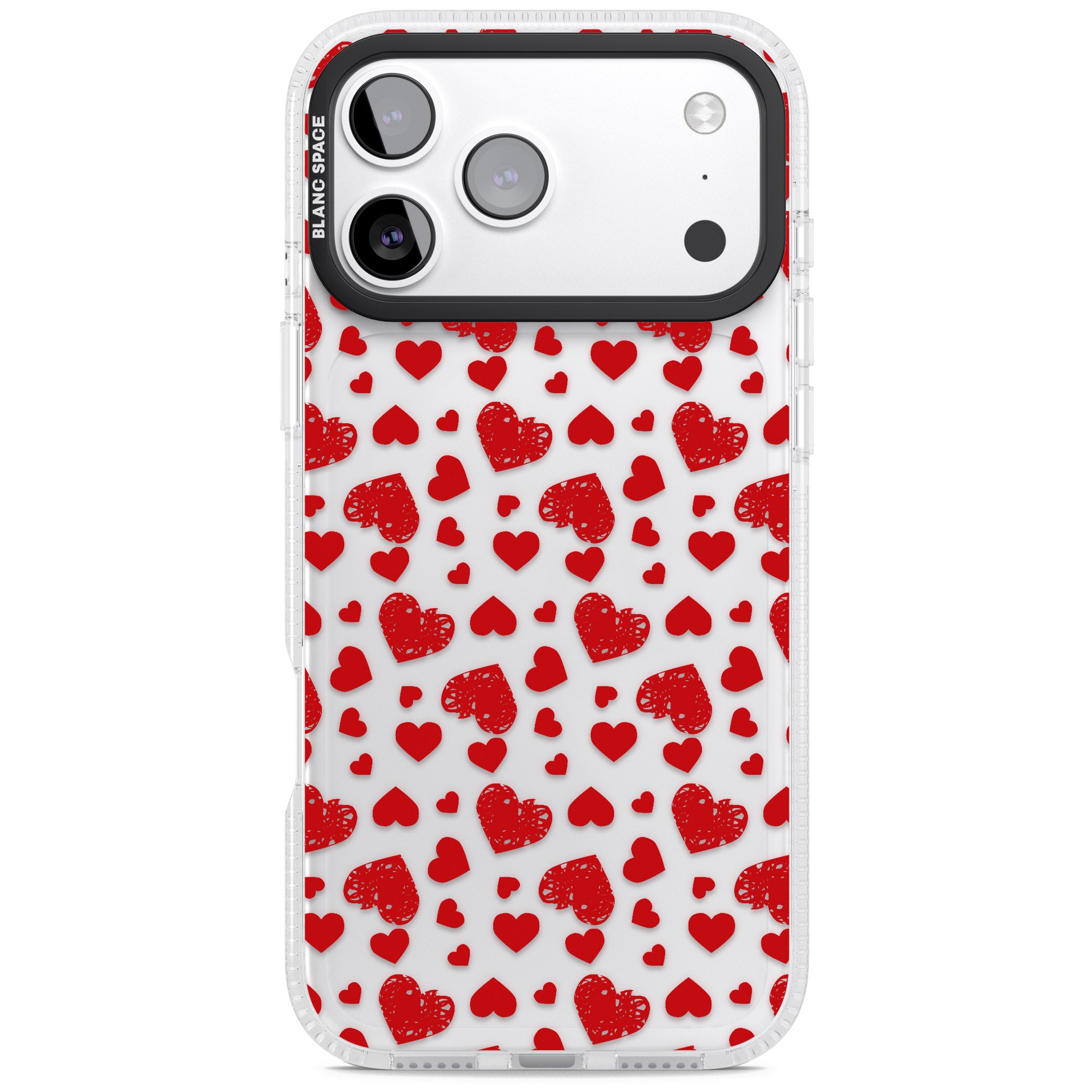Red Heart Pattern Classic iPhone 17 Pro Impact Air Clear Phone Case