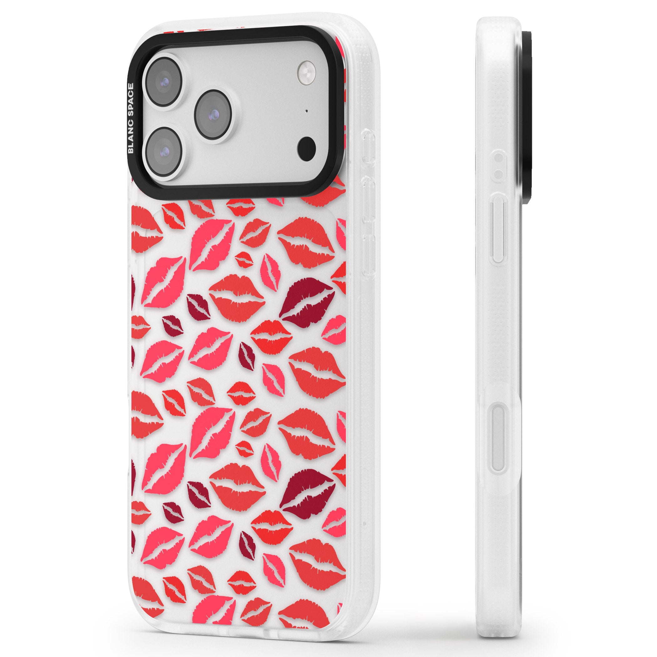 Lips Pattern iPhone 17 Pro Impact Air Clear Phone Case Side Profile