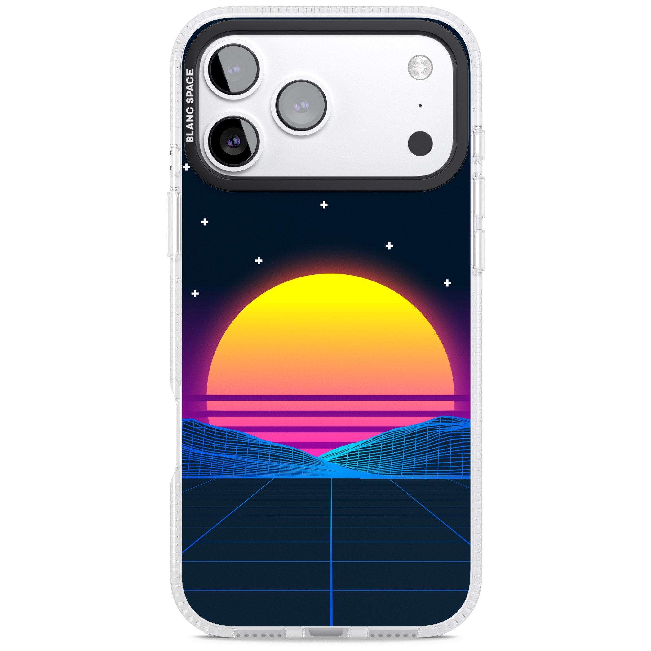 Retro Sunset Vaporwave iPhone 17 Pro Impact Air Clear Phone Case